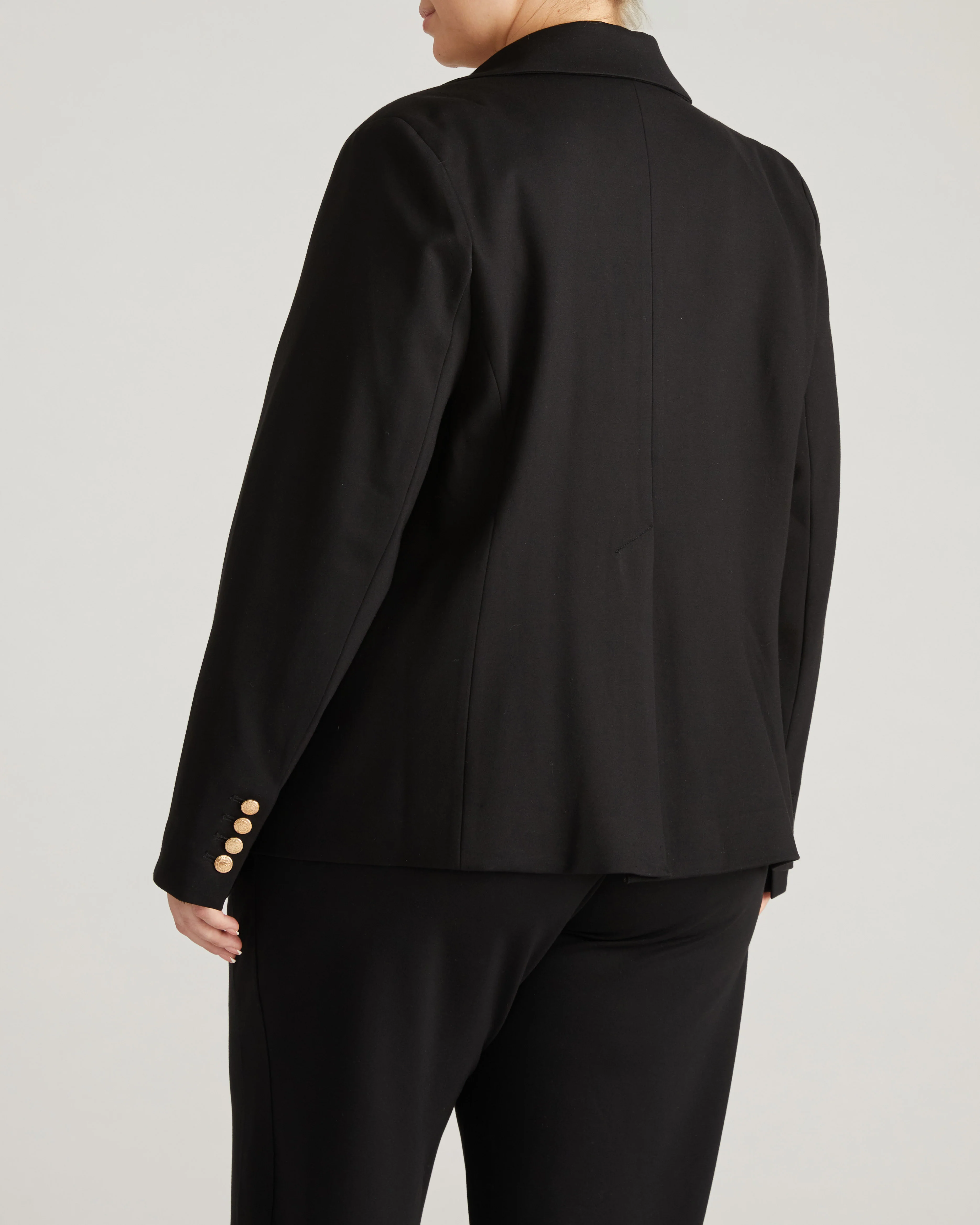 4 Pocket Ponte Blazer - Black with Gold Buttons - Image 14