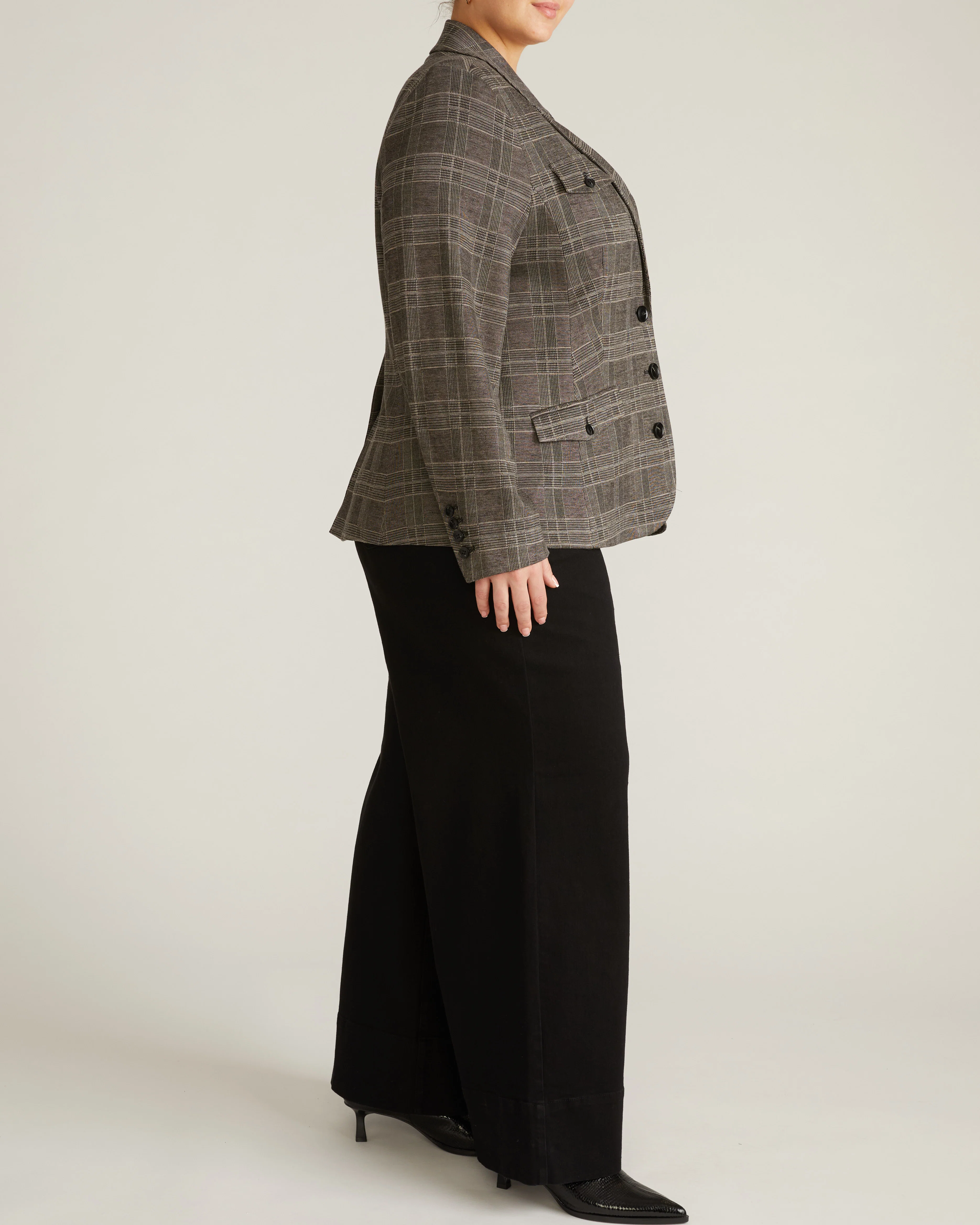 4 Pocket Ponte Blazer - British Plaid - Image 8