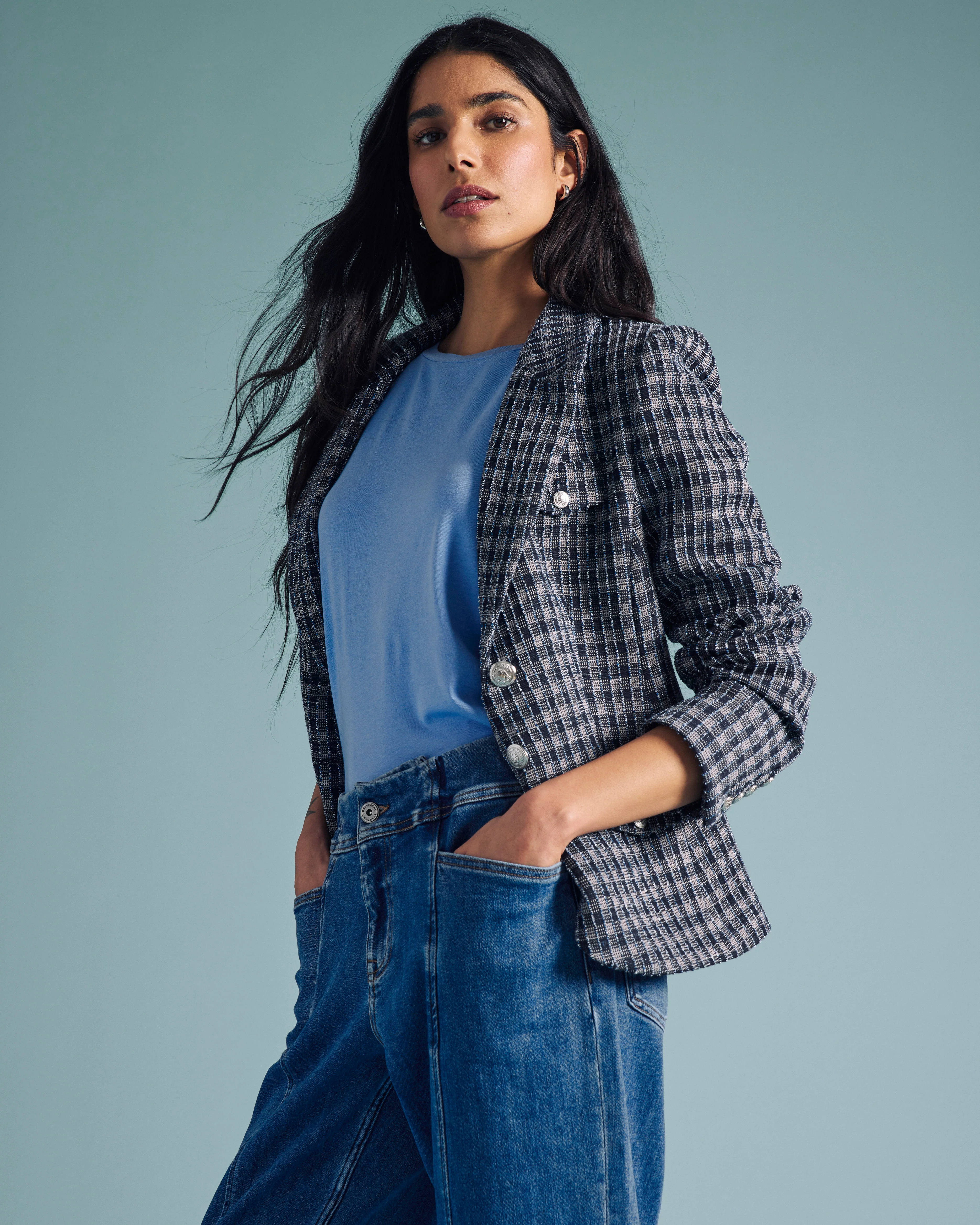 4 Pocket Ponte Blazer - French Tweed - Image 10