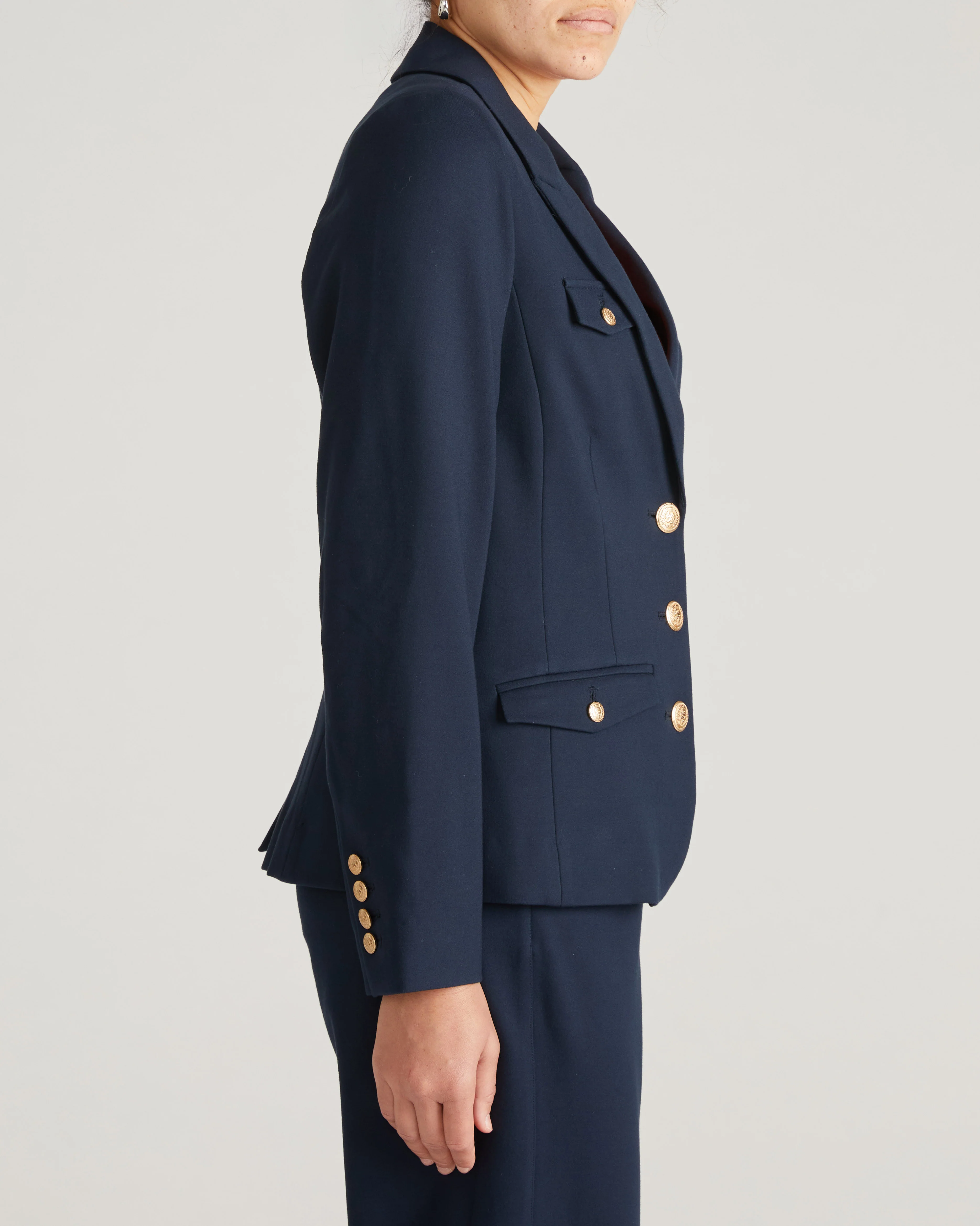 4 Pocket Ponte Blazer - Navy with Gold Buttons - Image 10