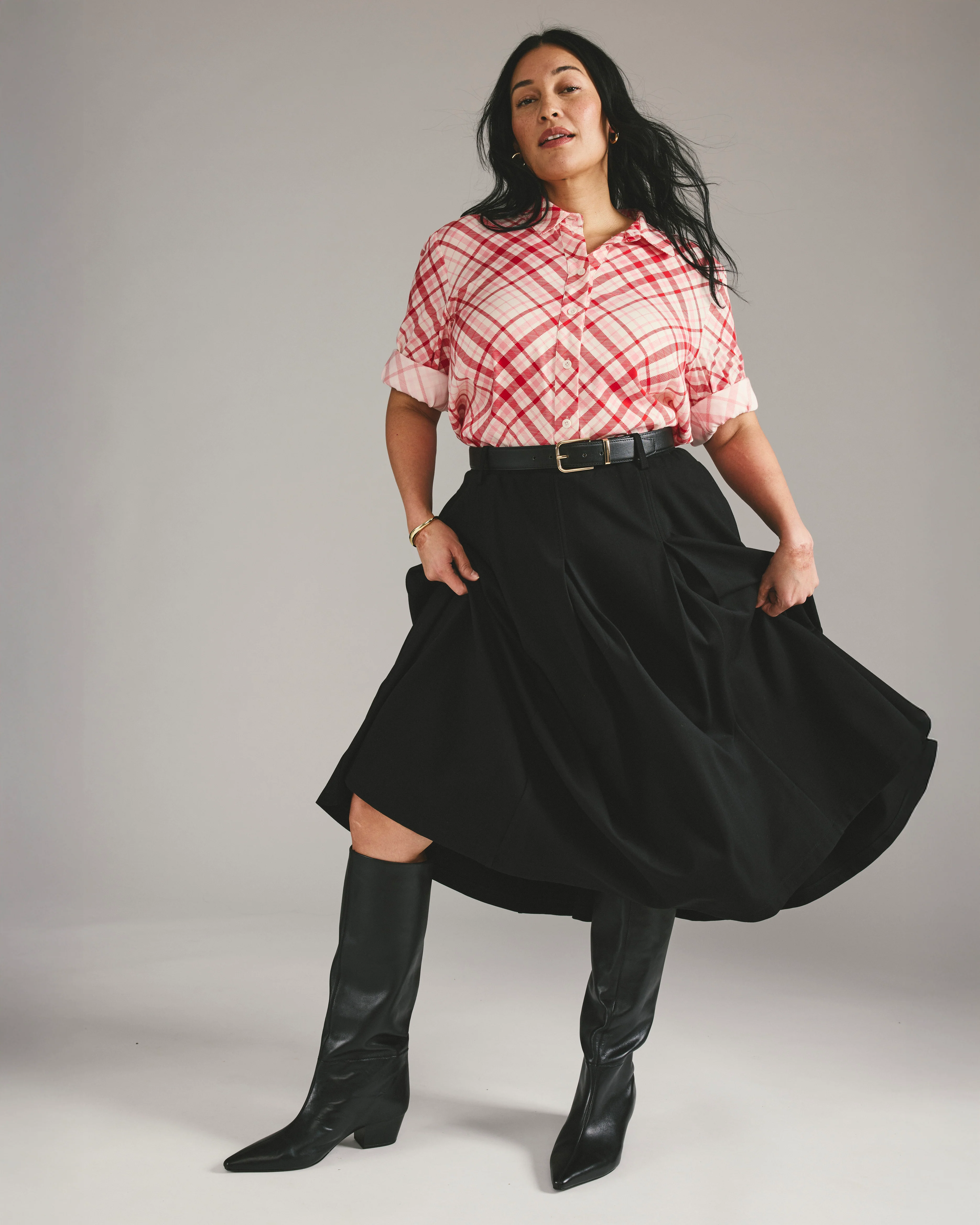 Aleya Pleated Ponte Skirt - Black