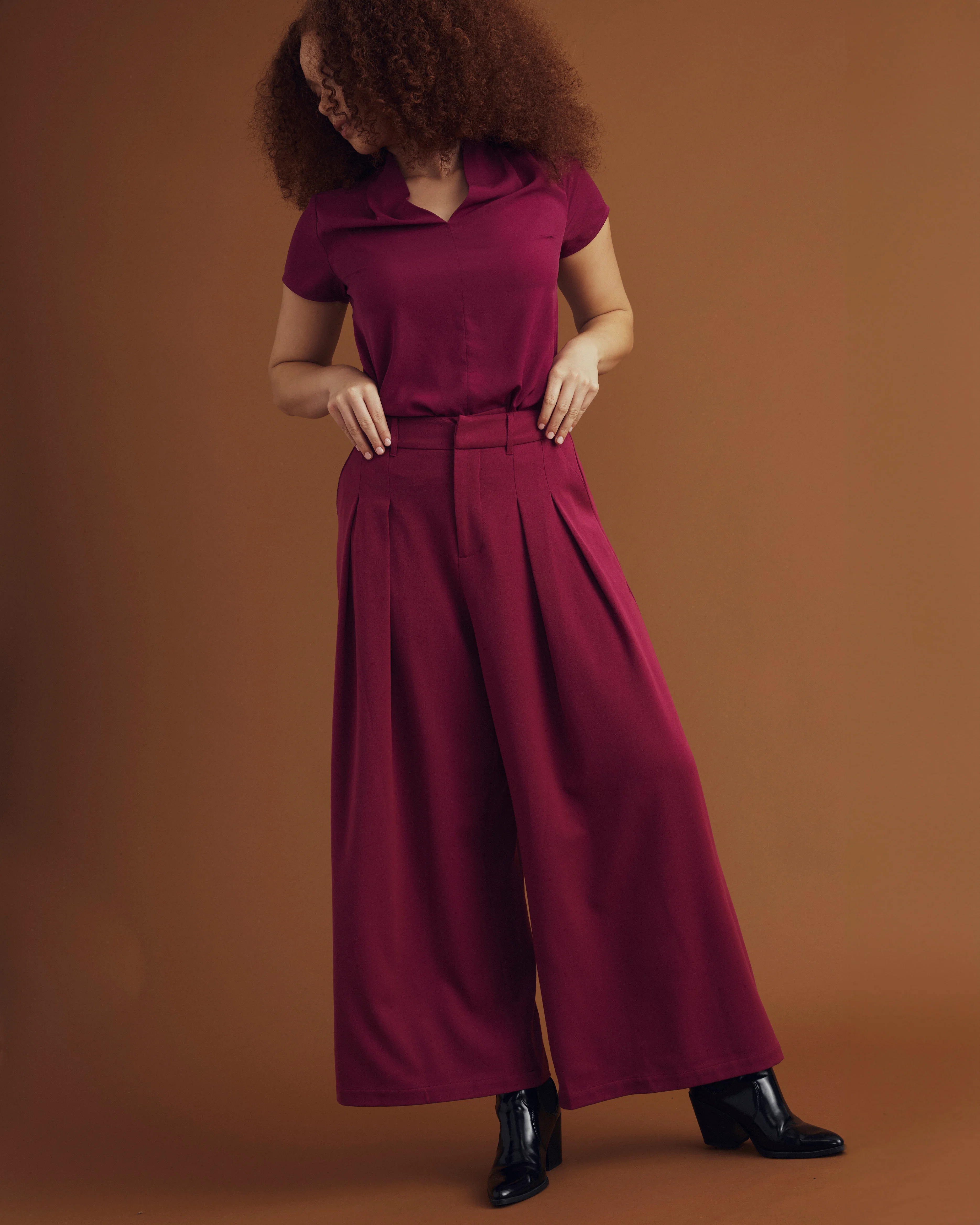 All Day Palais Wide Leg Pants - Goji Berry - Image 4