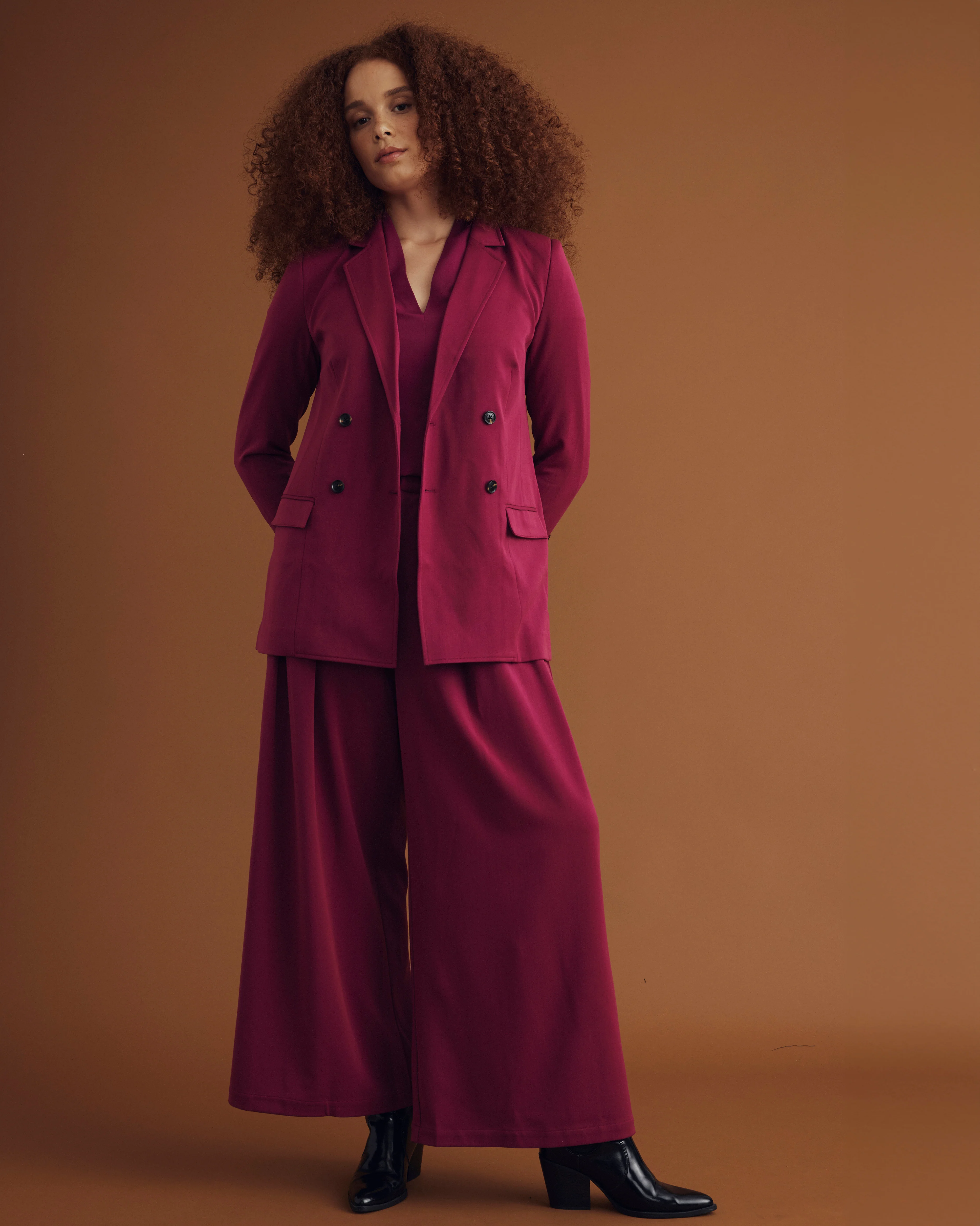 All Day Warren Double Breasted Blazer - Goji Berry - Image 2