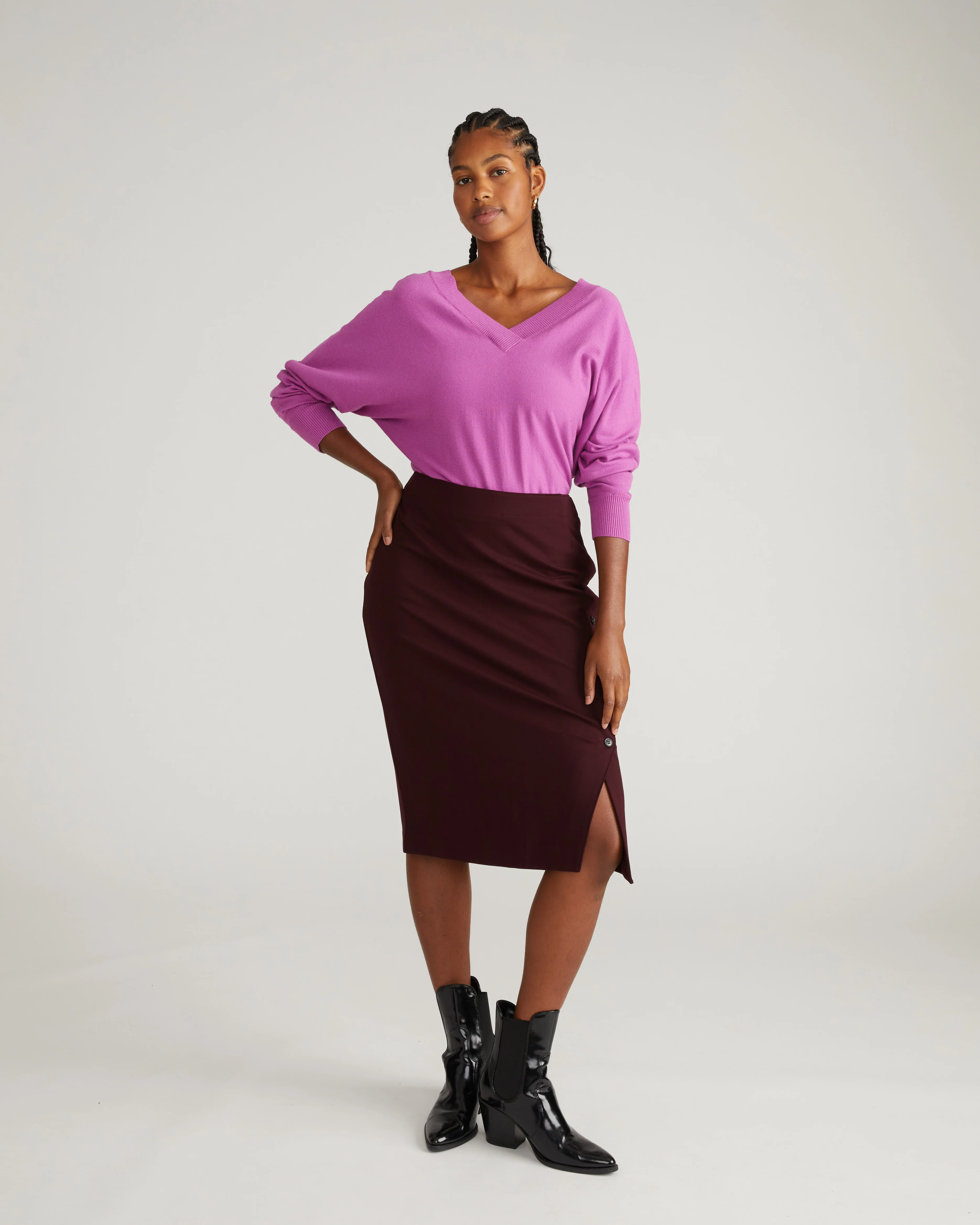 Anya Ponte Skirt - Black Cherry - Image 2