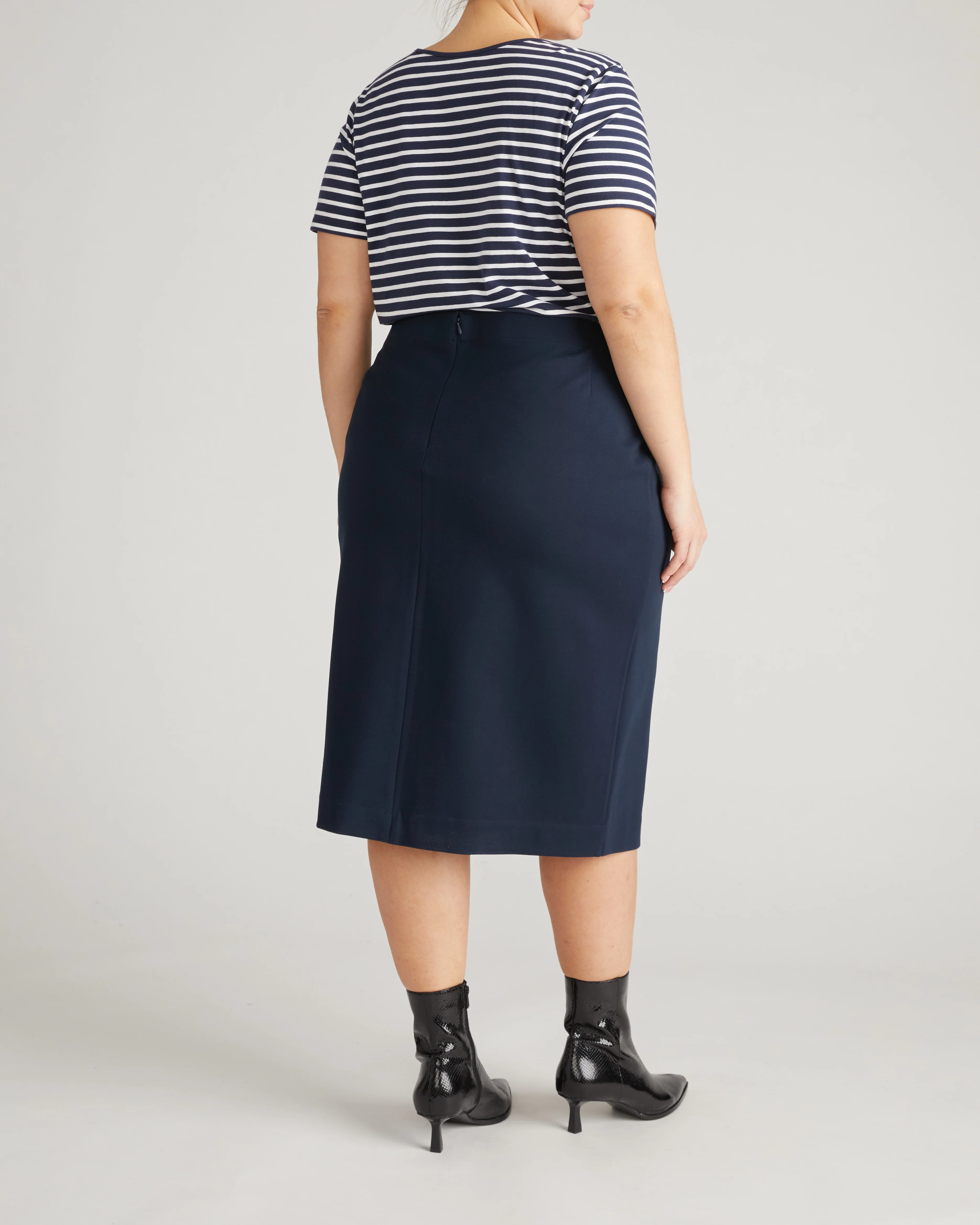 Anya Ponte Skirt - Navy with Gold Buttons - Image 5