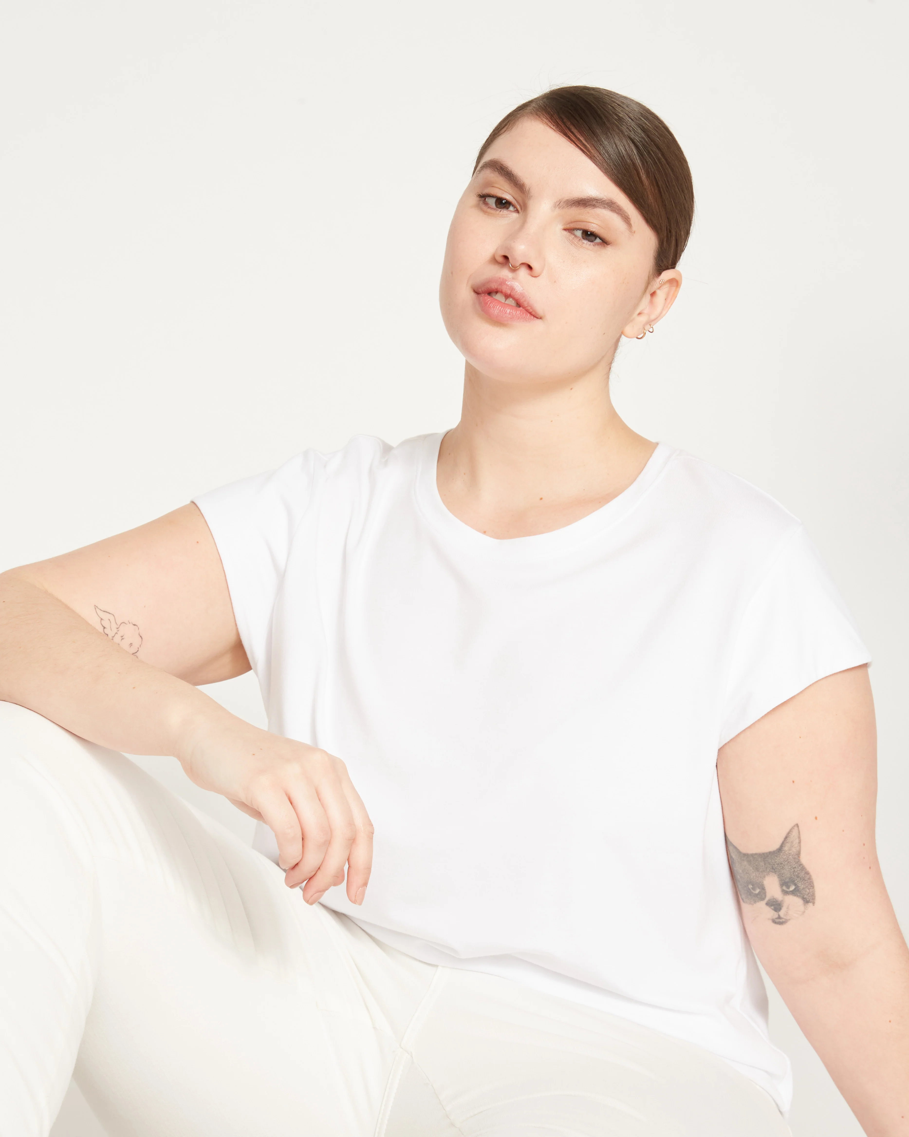 Ashley Cap Sleeve Tee - White - Image 9