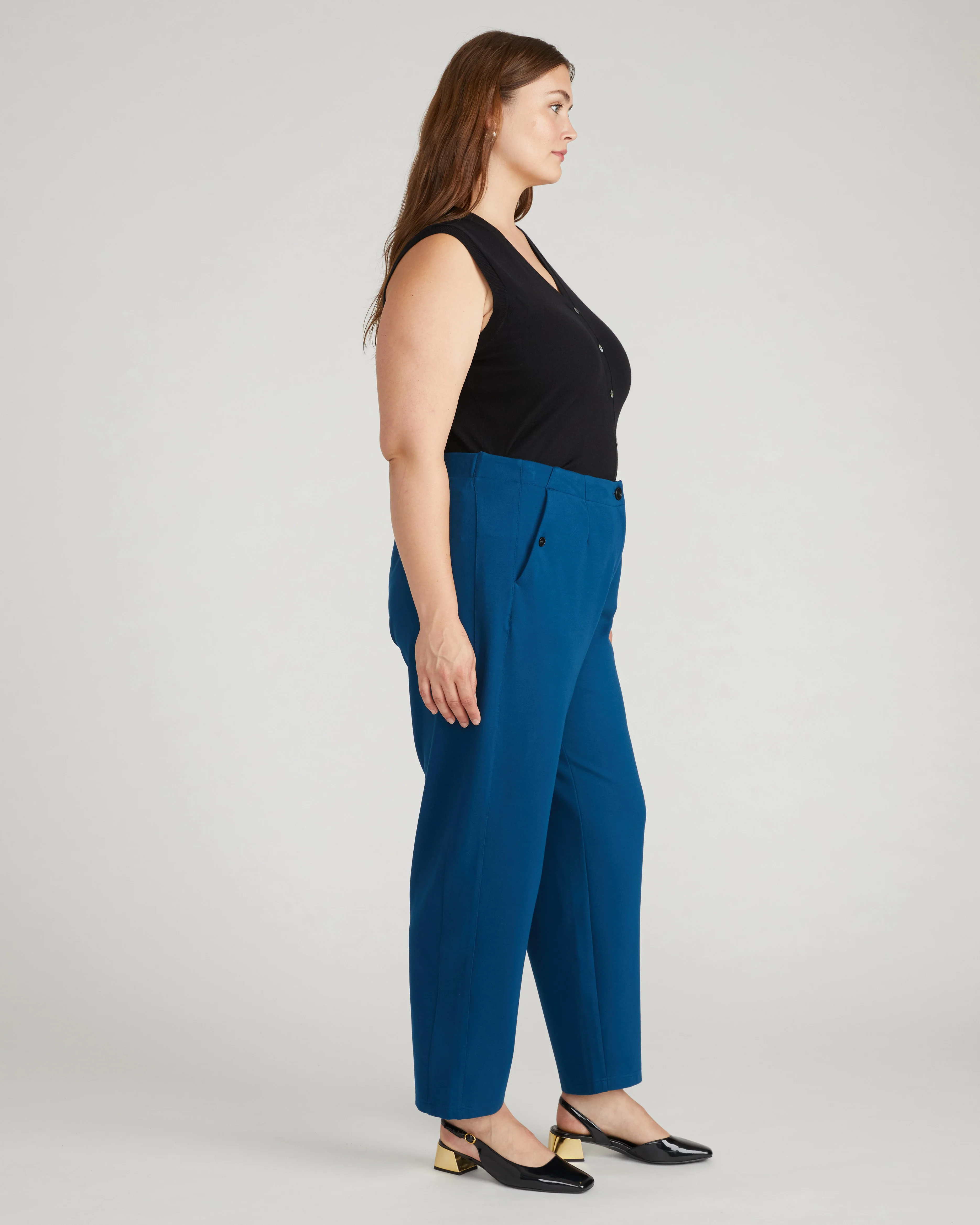 Audrey Tailored Ponte Pants - Deep Teal - Image 3