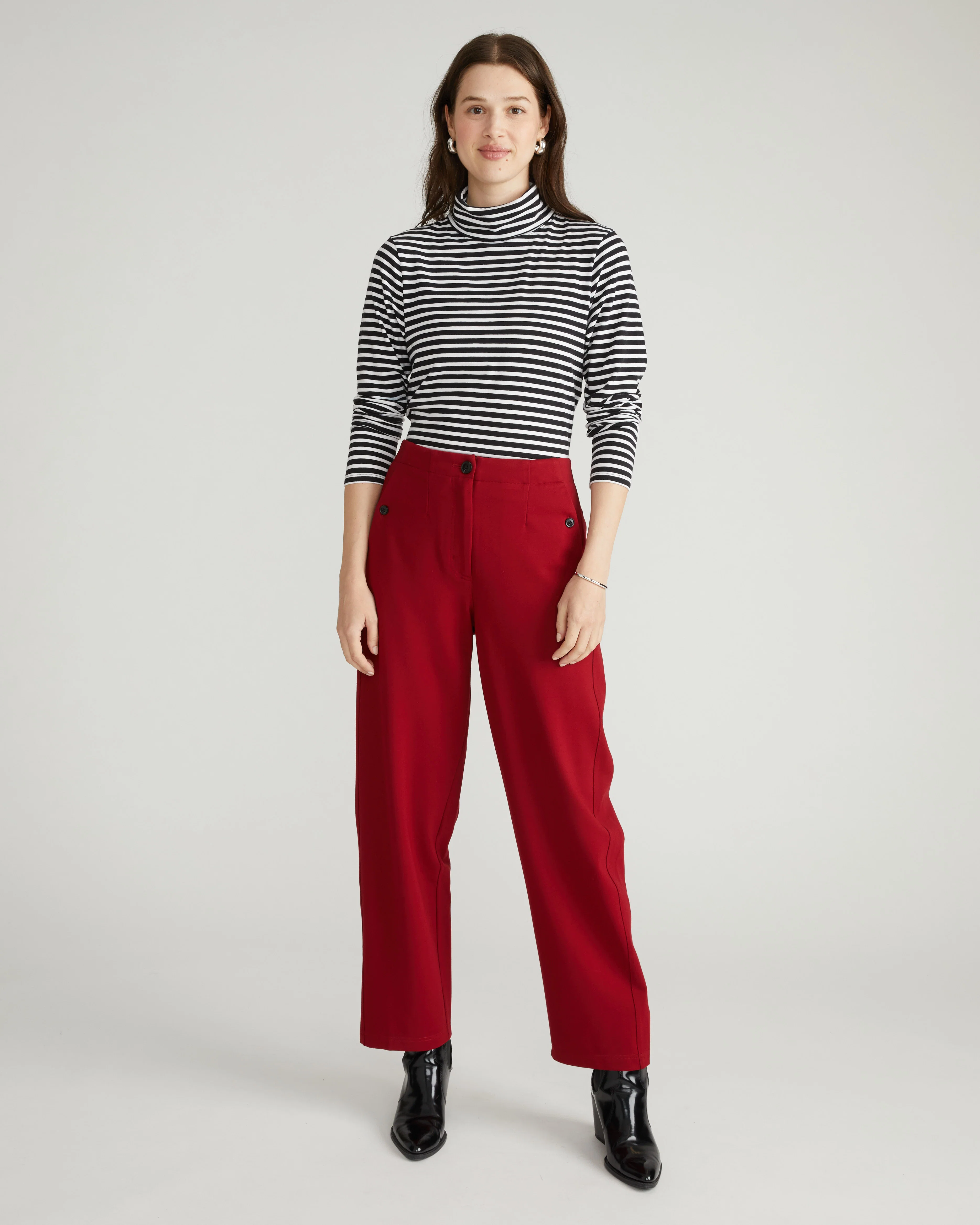 Audrey Tailored Ponte Pants - Garnet - Image 7