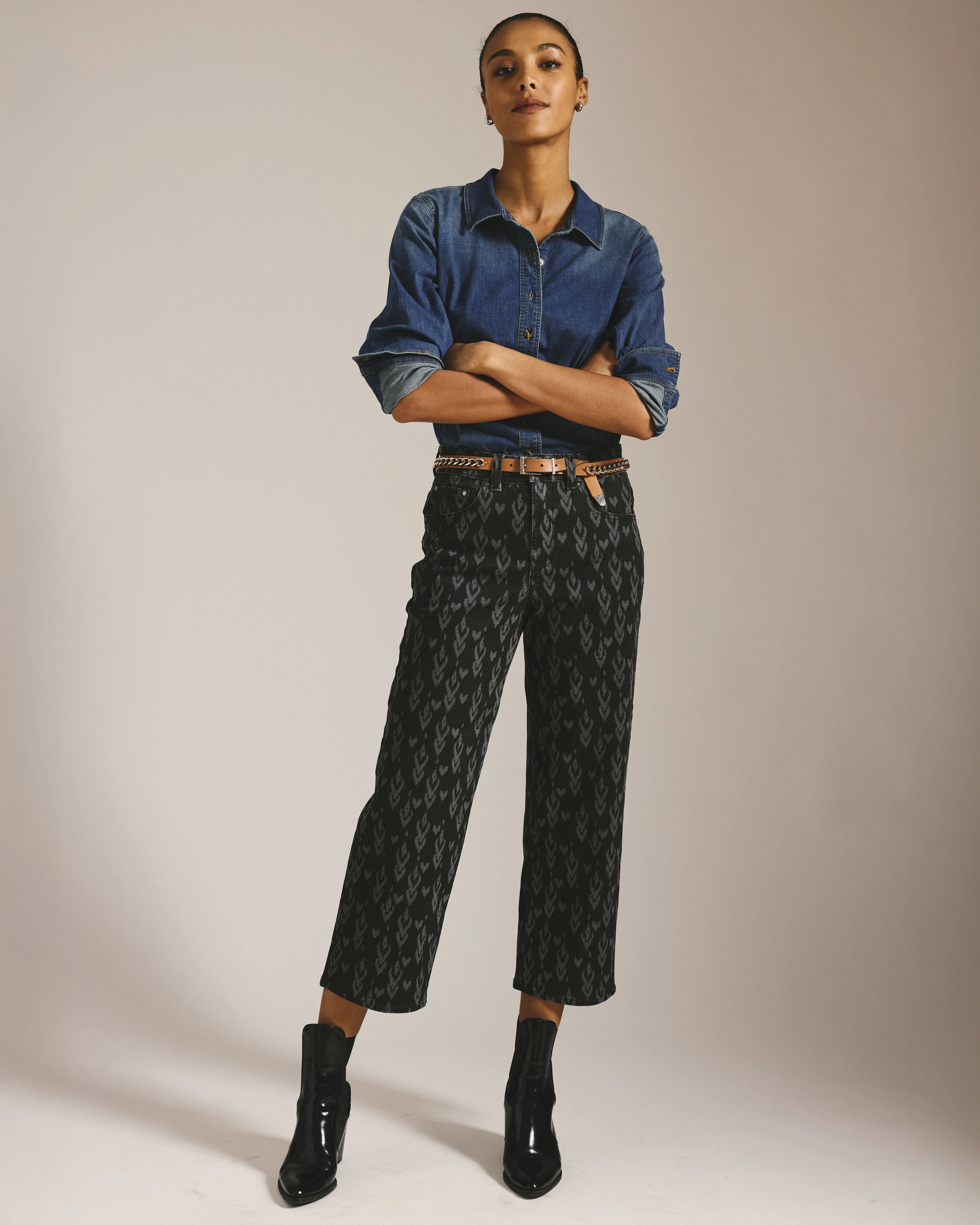 Bae Boyfriend Crop Jeans - Ikat Print - Image 3