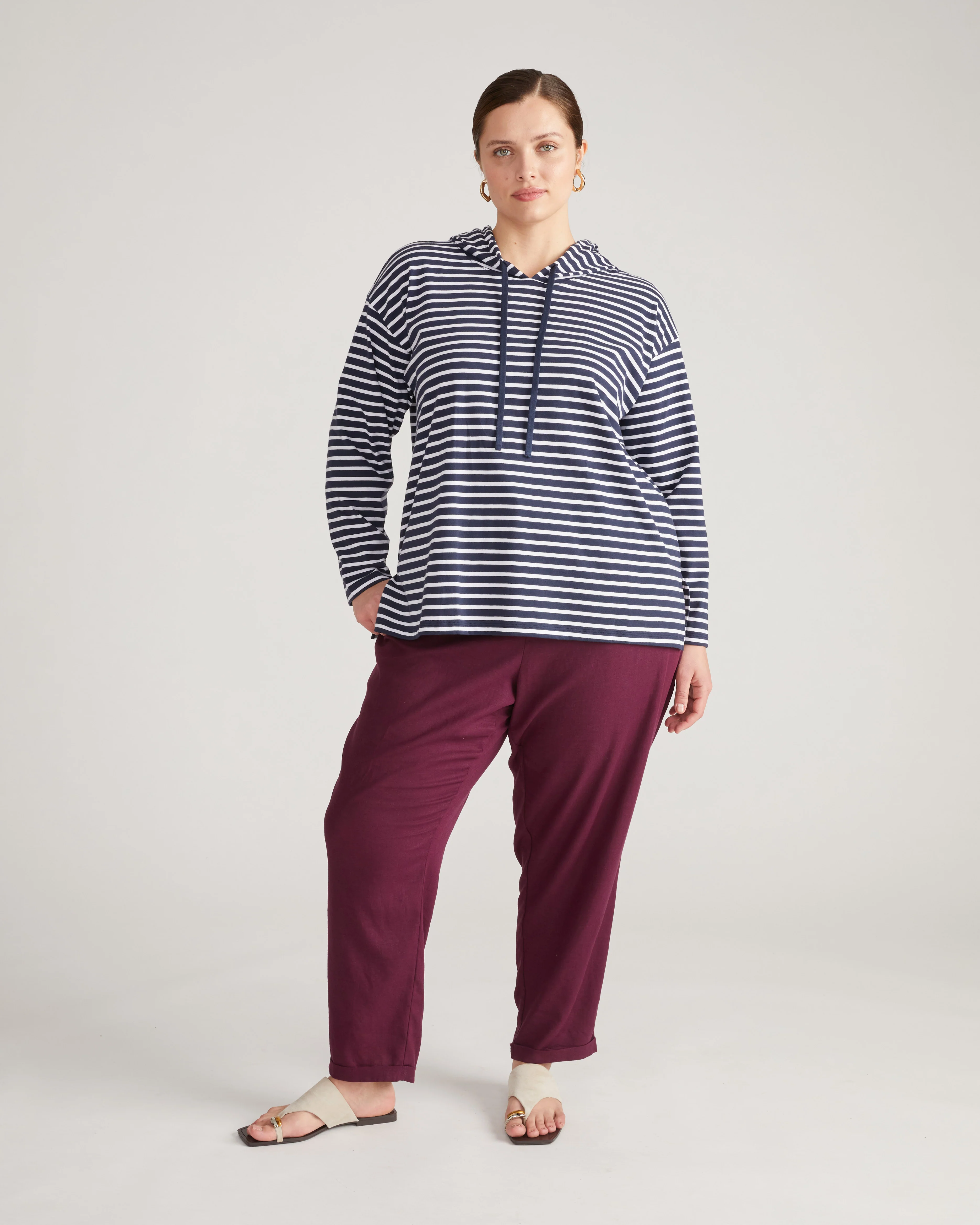 Baja Breton Stripe Hoodie - Navy/White Stripe - Image 6