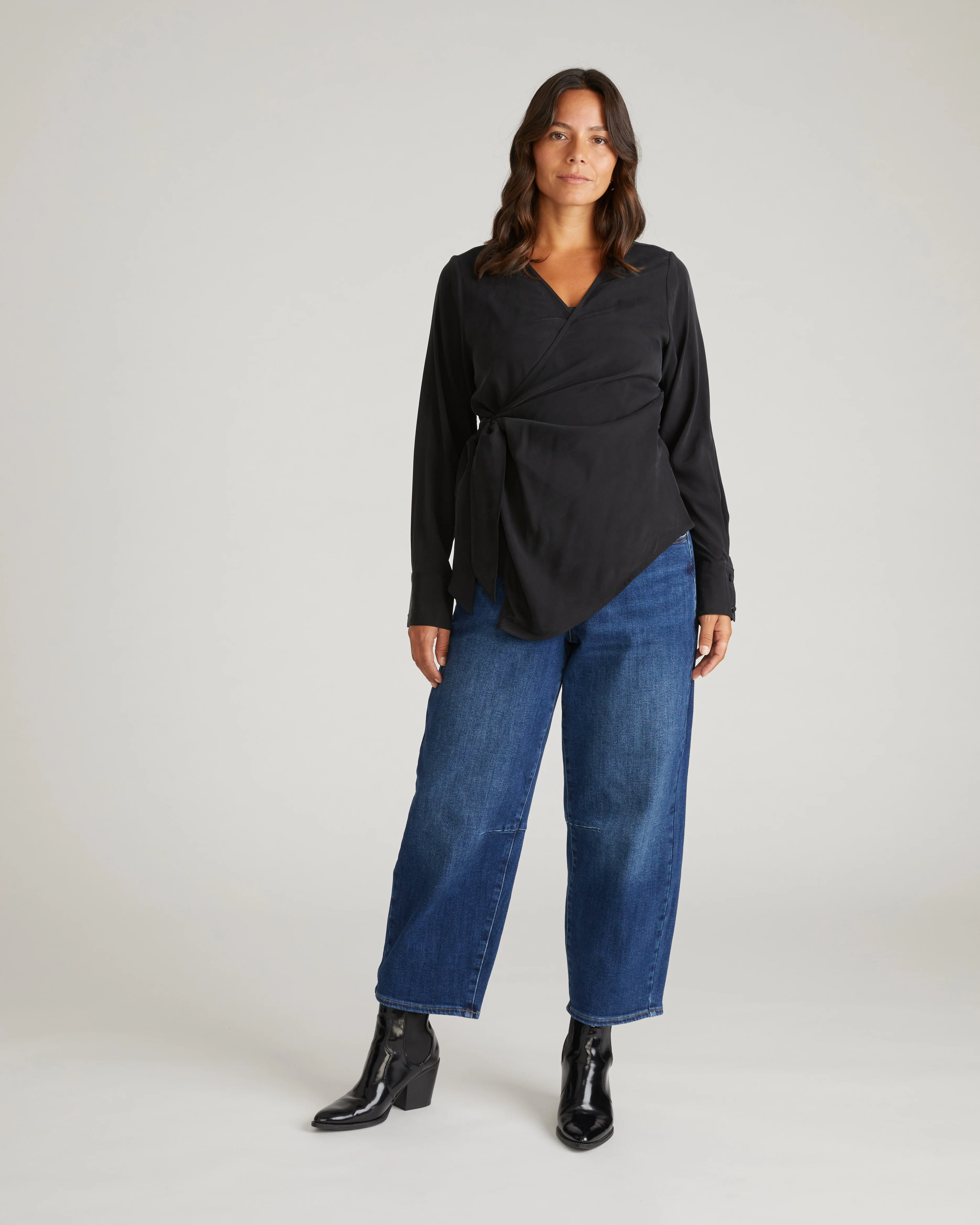 Beacon Stretch Cupro Wrap Shirt - Black - Image 2