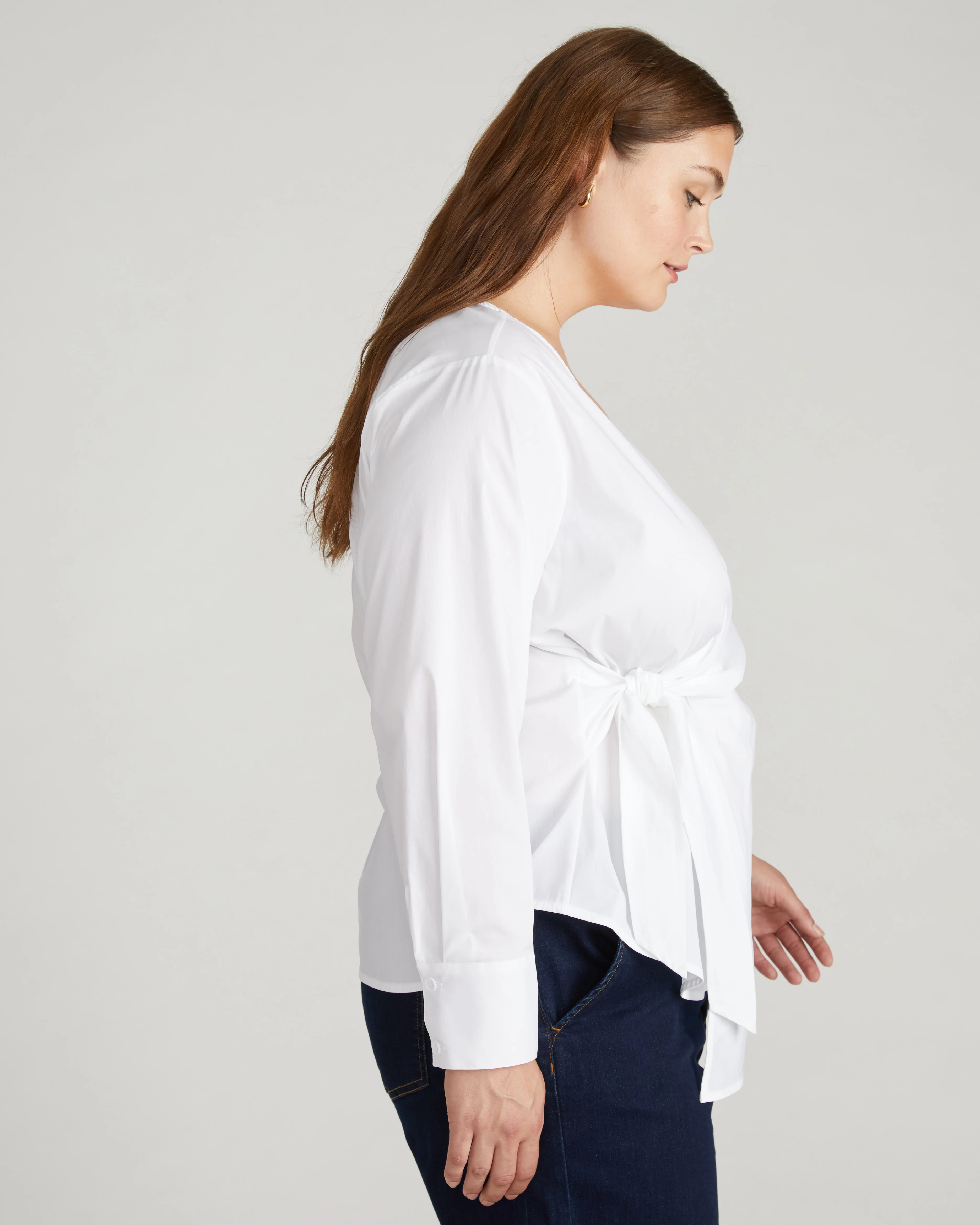 Beacon Stretch Poplin Wrap Shirt - White - Image 5