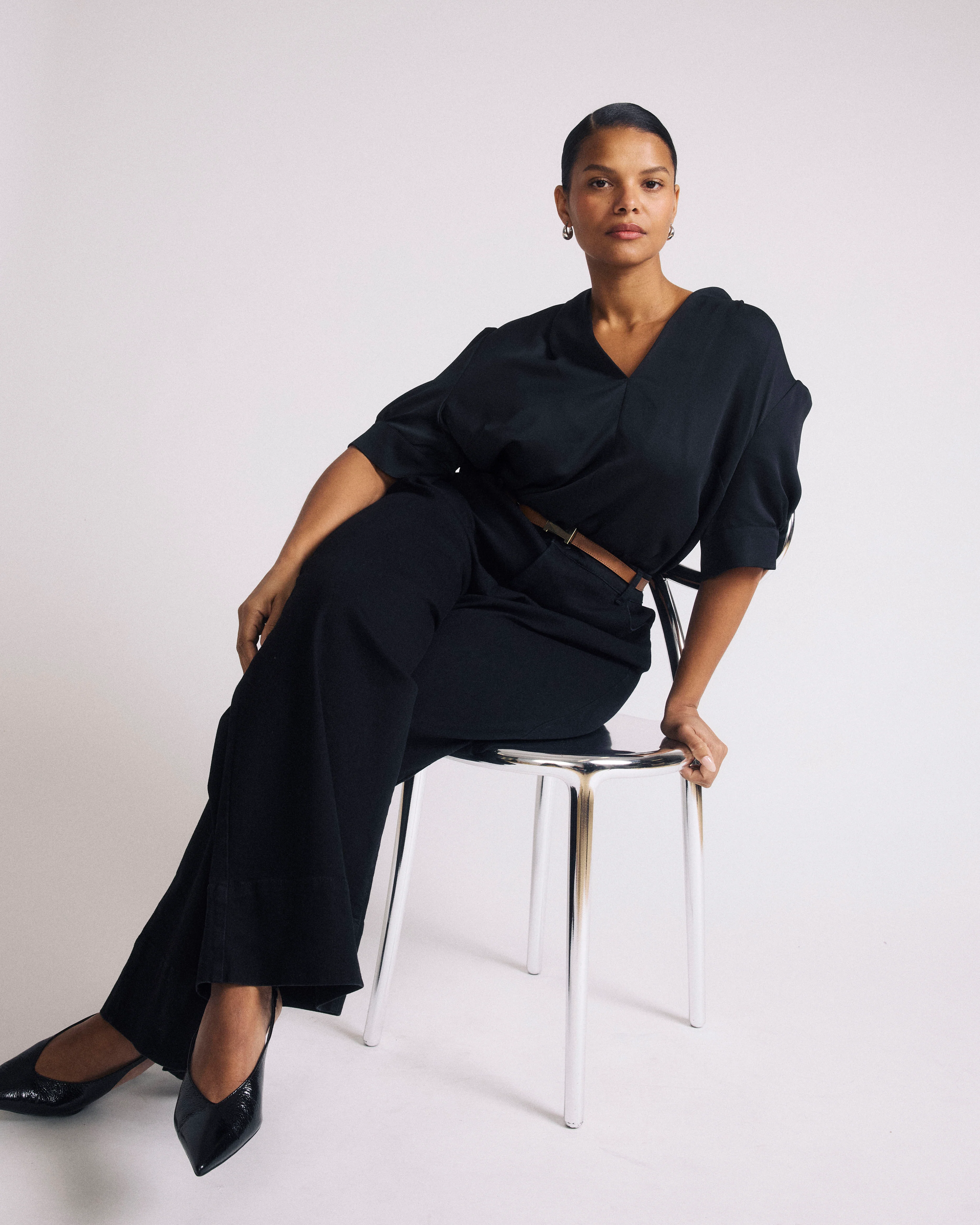 Beatrice Soft Satin Top - Black - Image 2