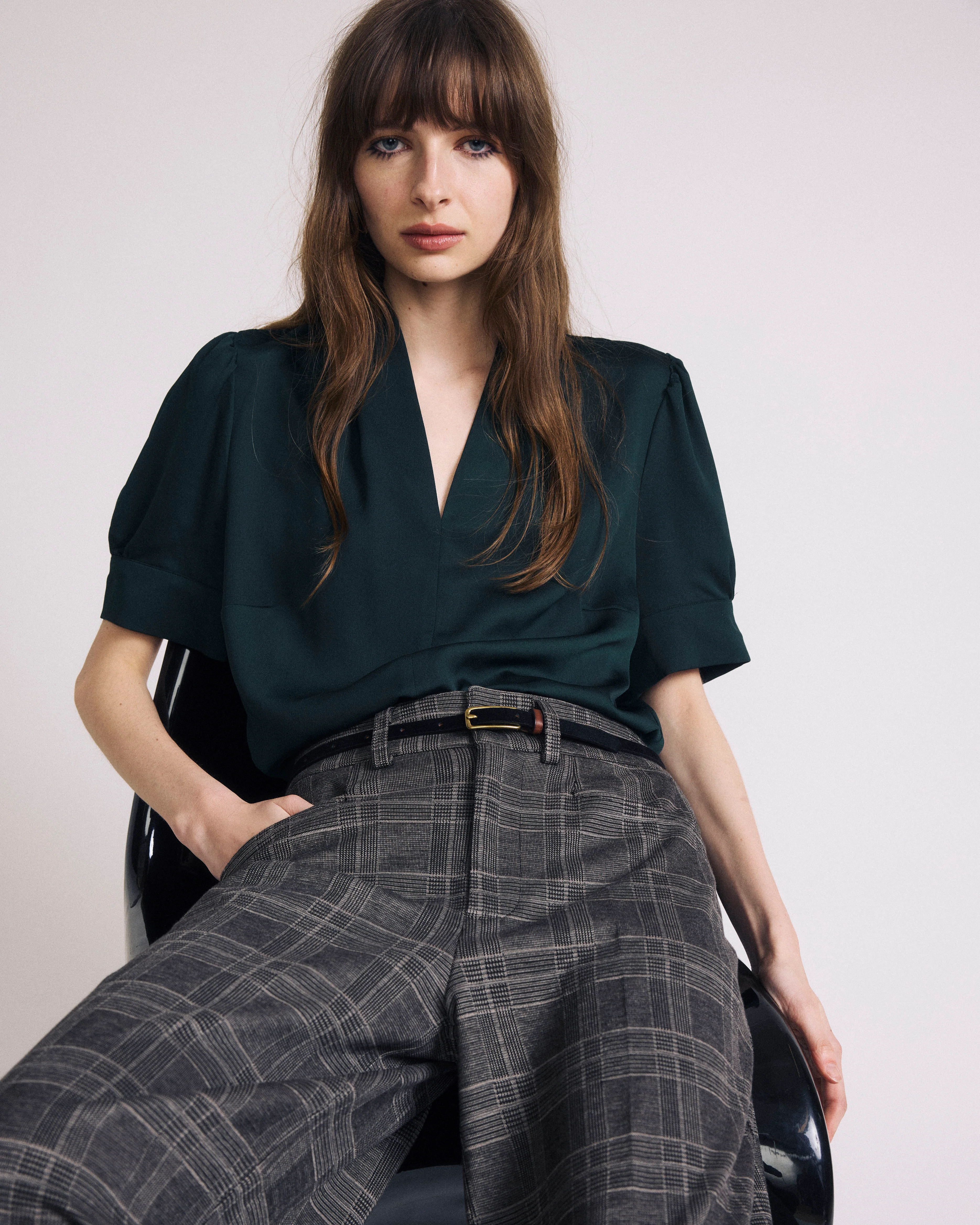 Beatrice Soft Satin Top - Forest Green - Image 4