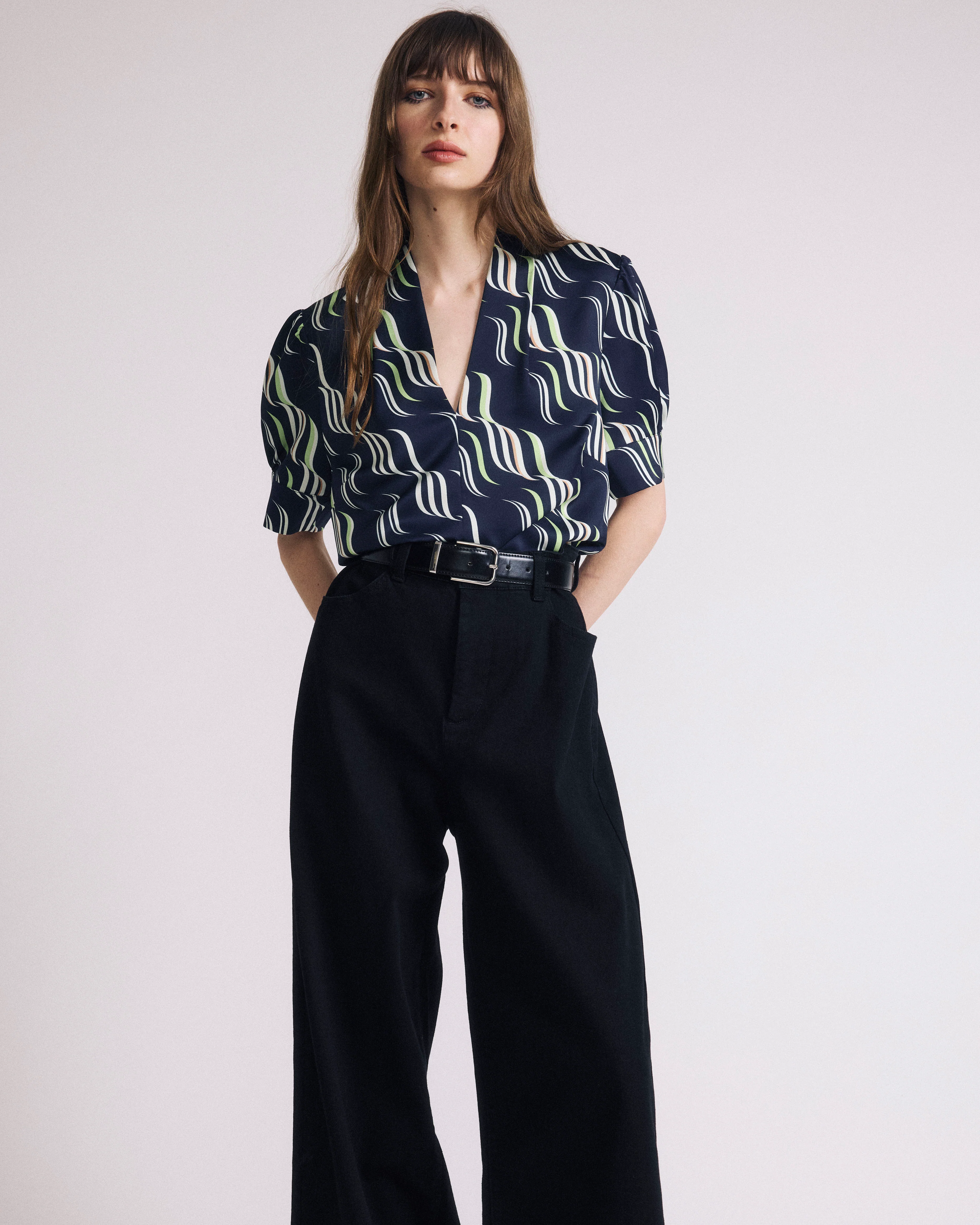 Beatrice Soft Satin Top - Paddington Ribbon Print - Image 2