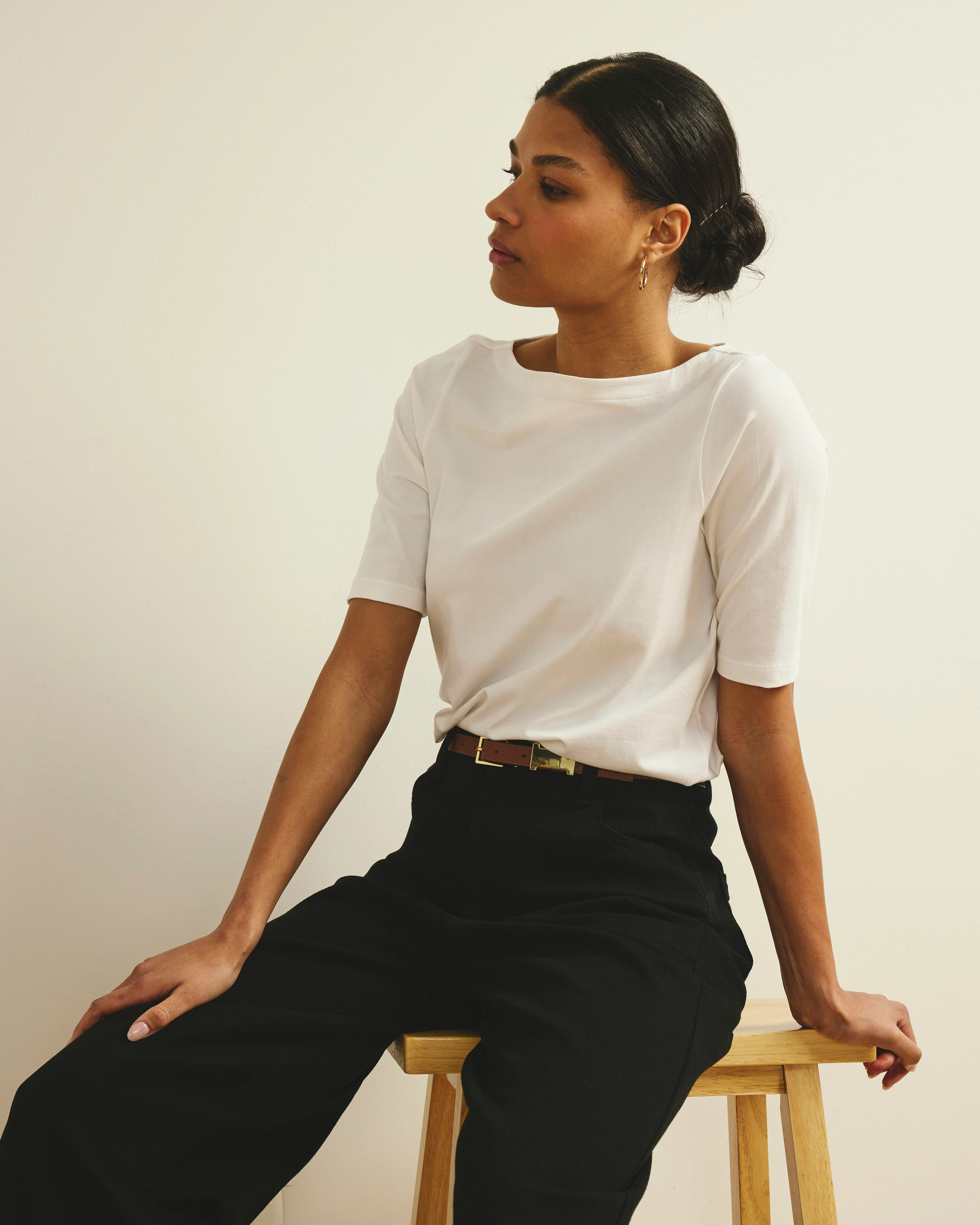 Bella Boatneck Tee - White - Image 3