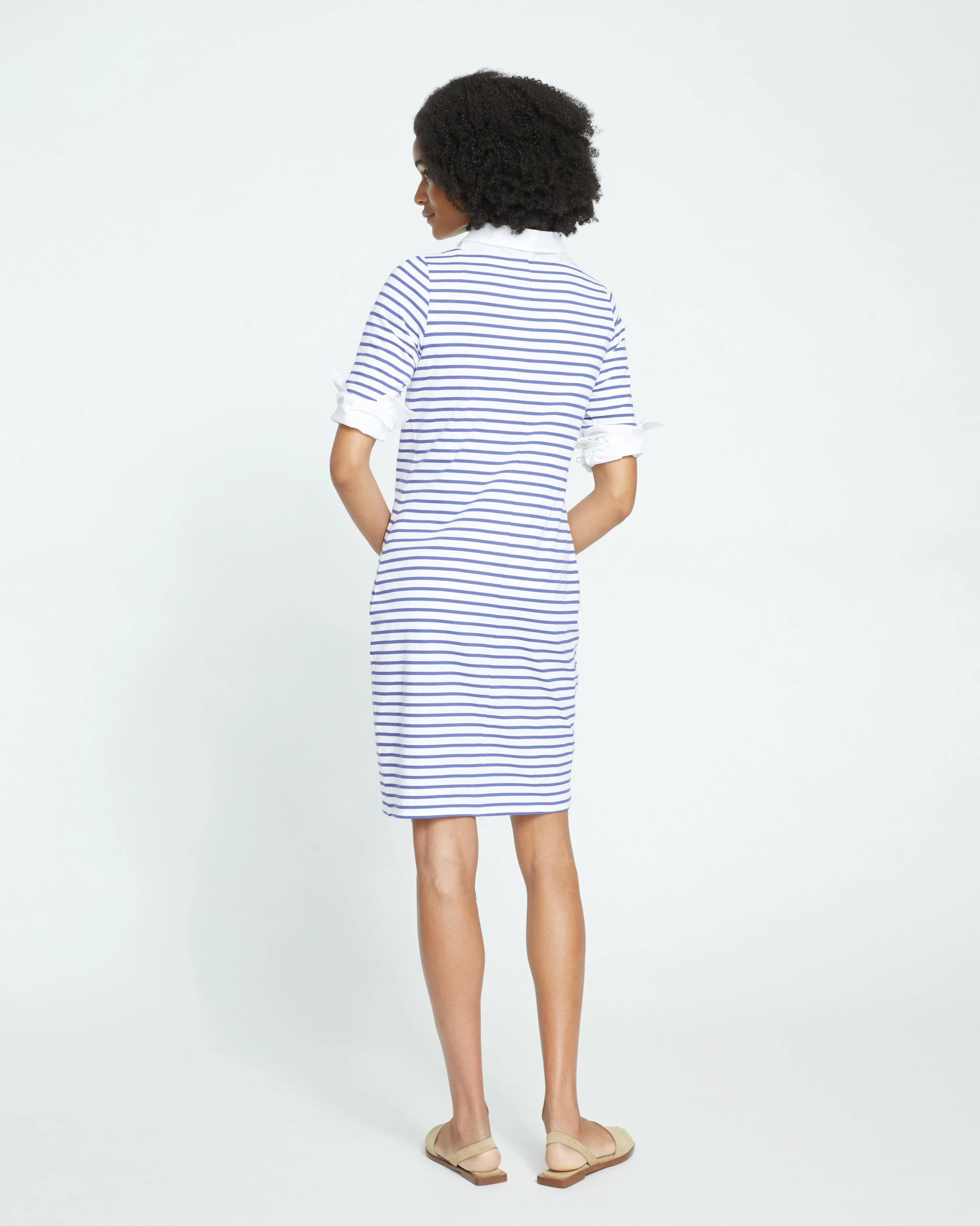 Belle Breton Stripe Jersey Dress - White/Classic Navy Stripe - Image 5