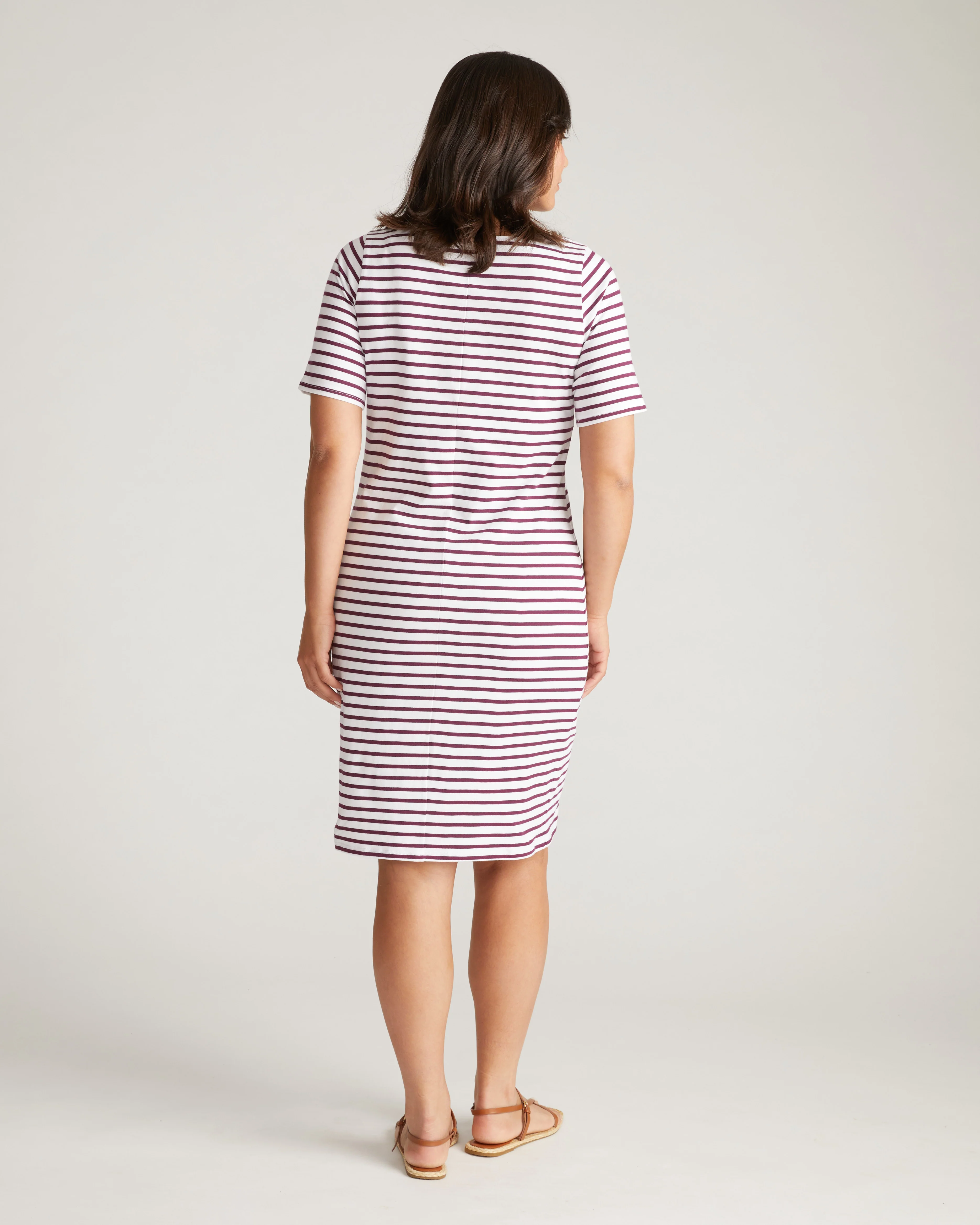 Belle Breton Stripe Jersey Dress - White/Gamay Stripe - Image 4