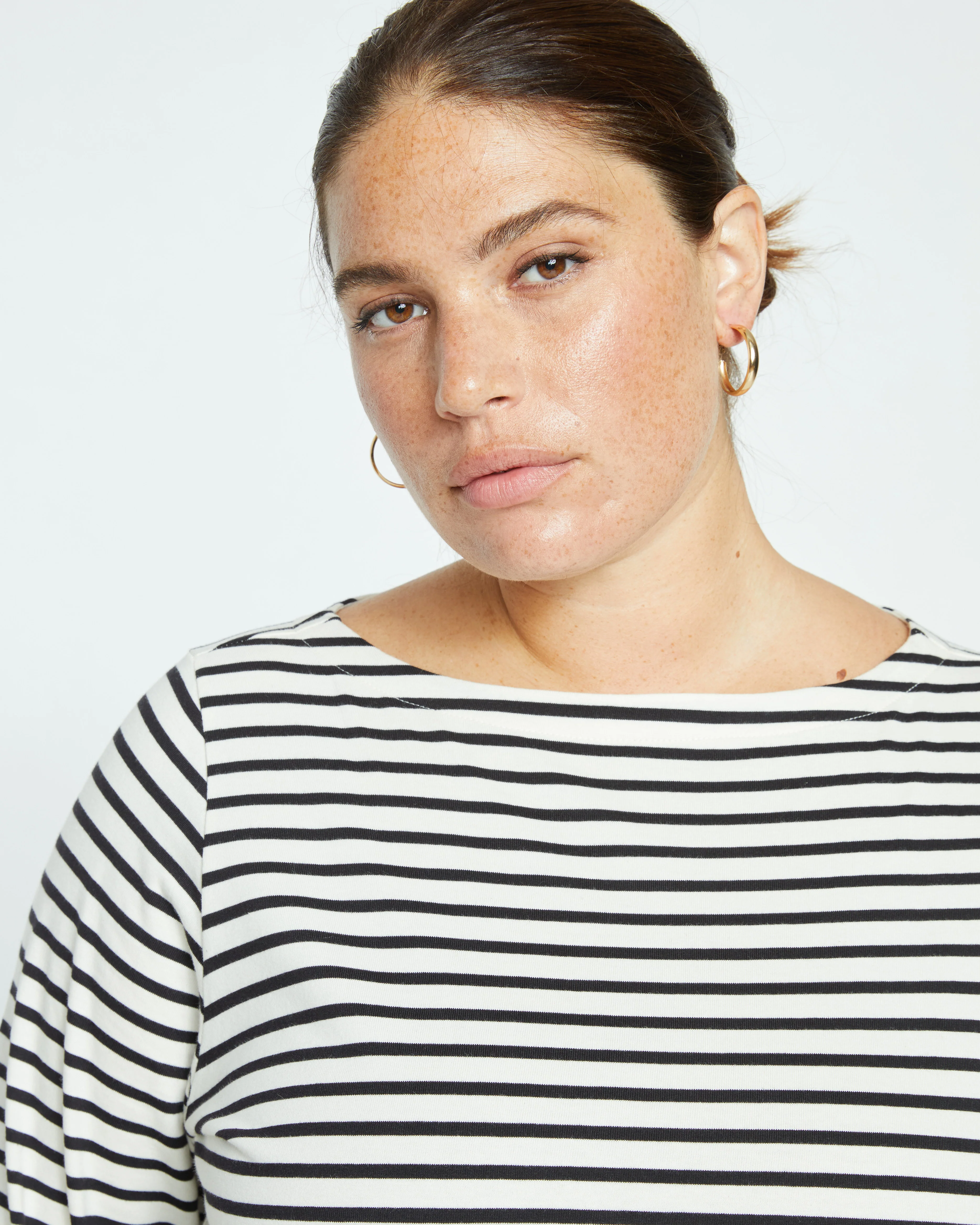 Belle Breton Stripe Jersey Tee - Ecru/Black Stripe - Image 2