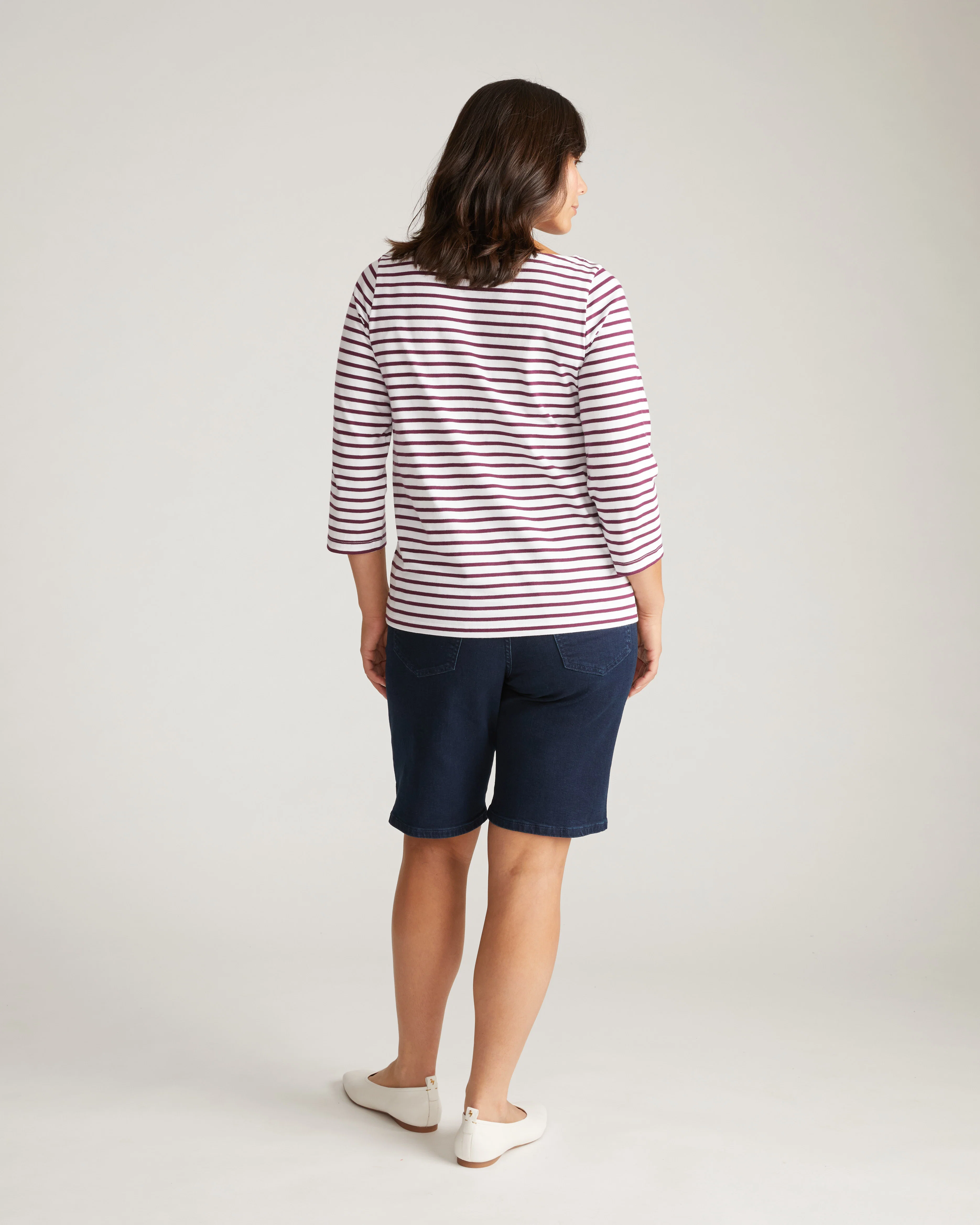 Belle Breton Stripe Jersey Tee - White/Gamay Stripe - Image 3