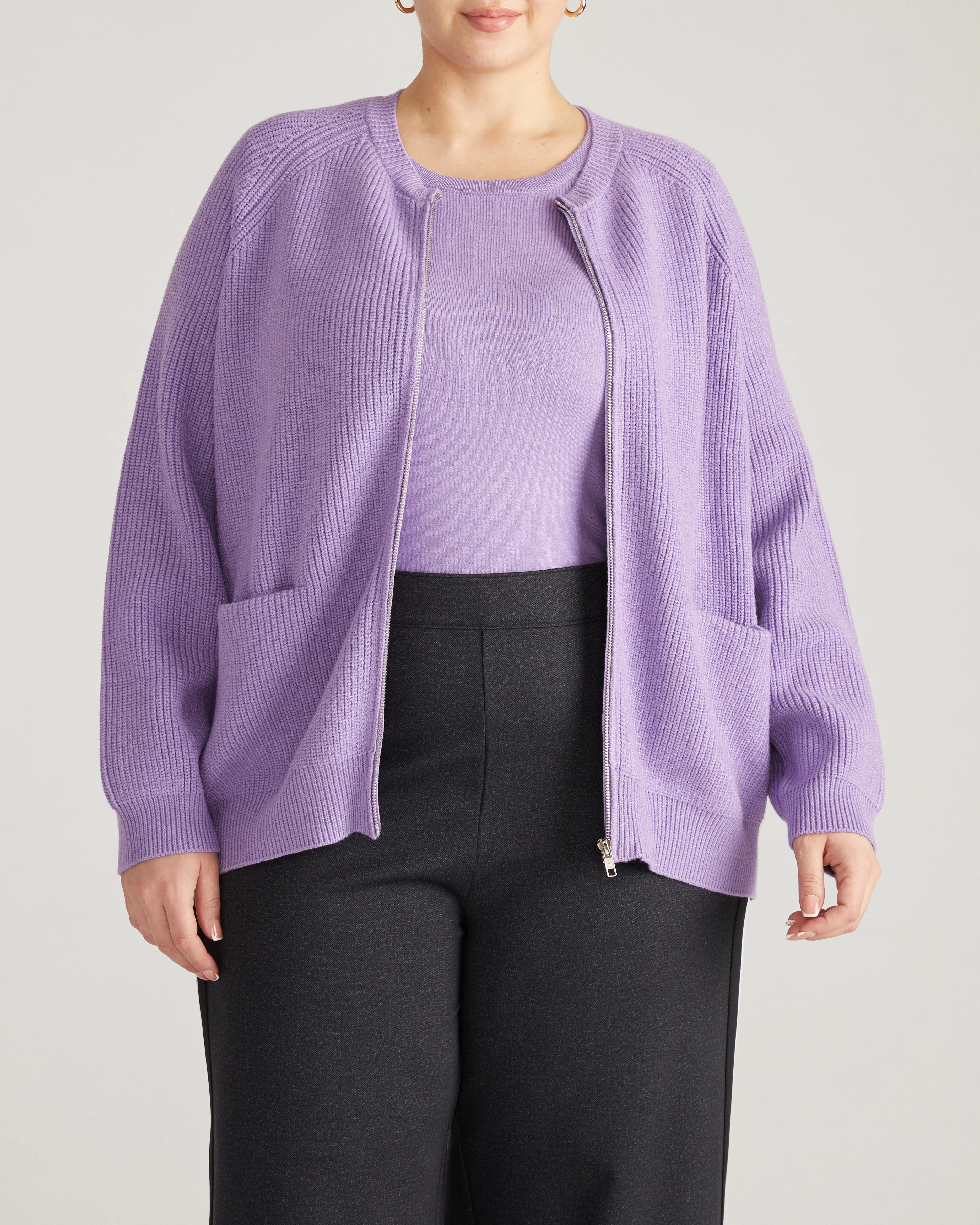 Better-Than-Wool Zip Cardigan - Purple Posey - Image 3