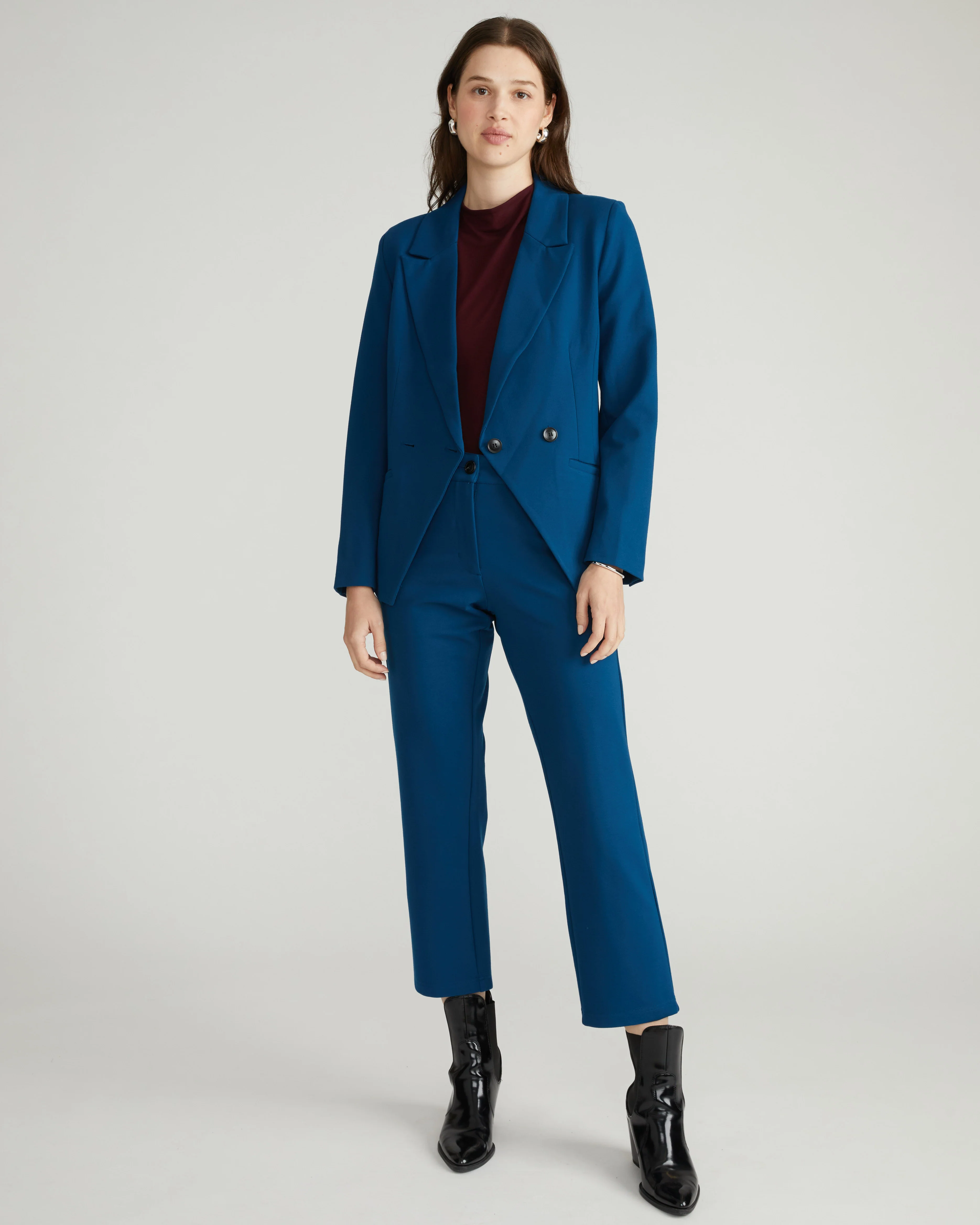 Bianca Double Breasted Ponte Blazer - Deep Teal - Image 6