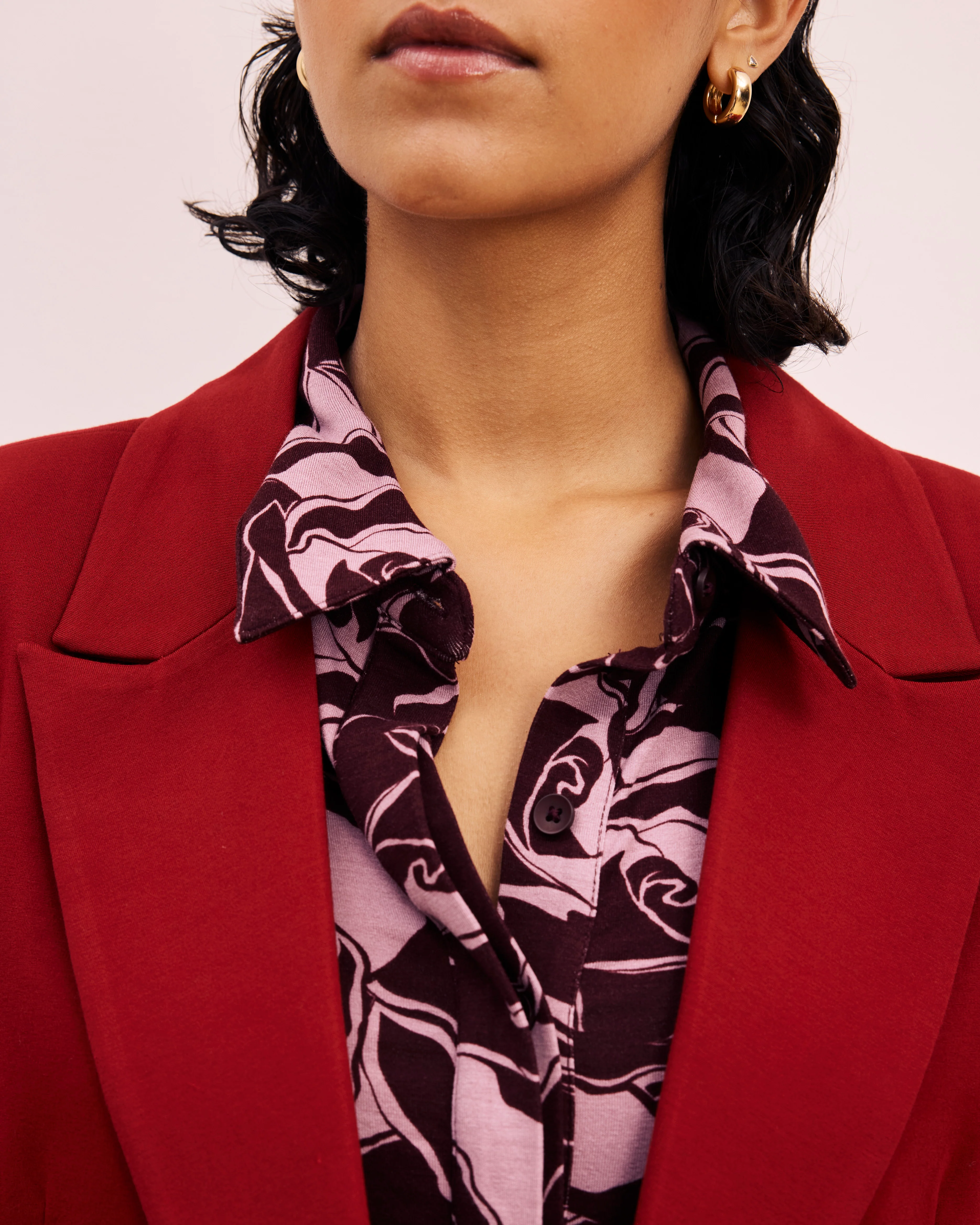 Bianca Double Breasted Ponte Blazer - Garnet - Image 6