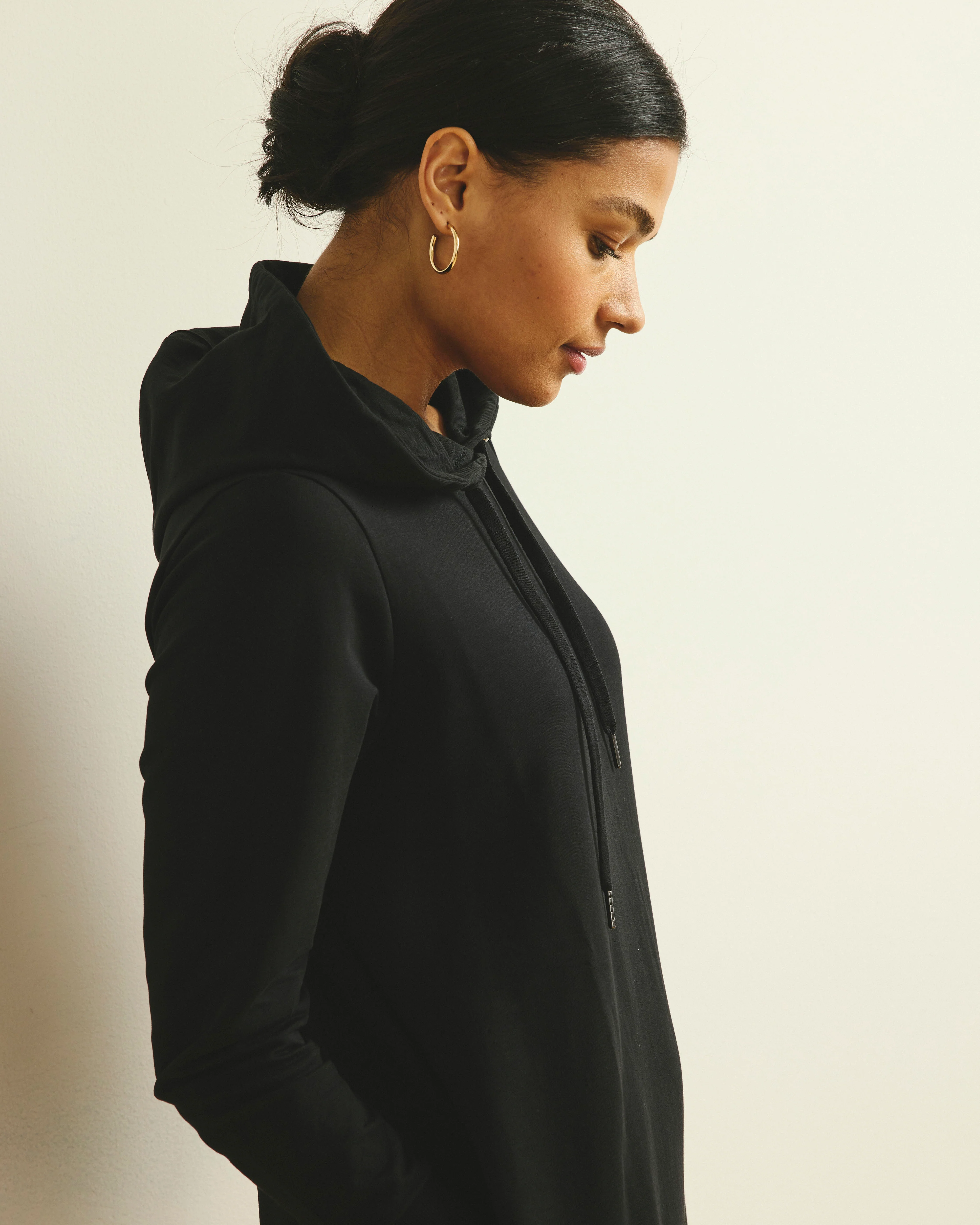 Bree Hooded Sweatshirt Dress - Black - Image 3