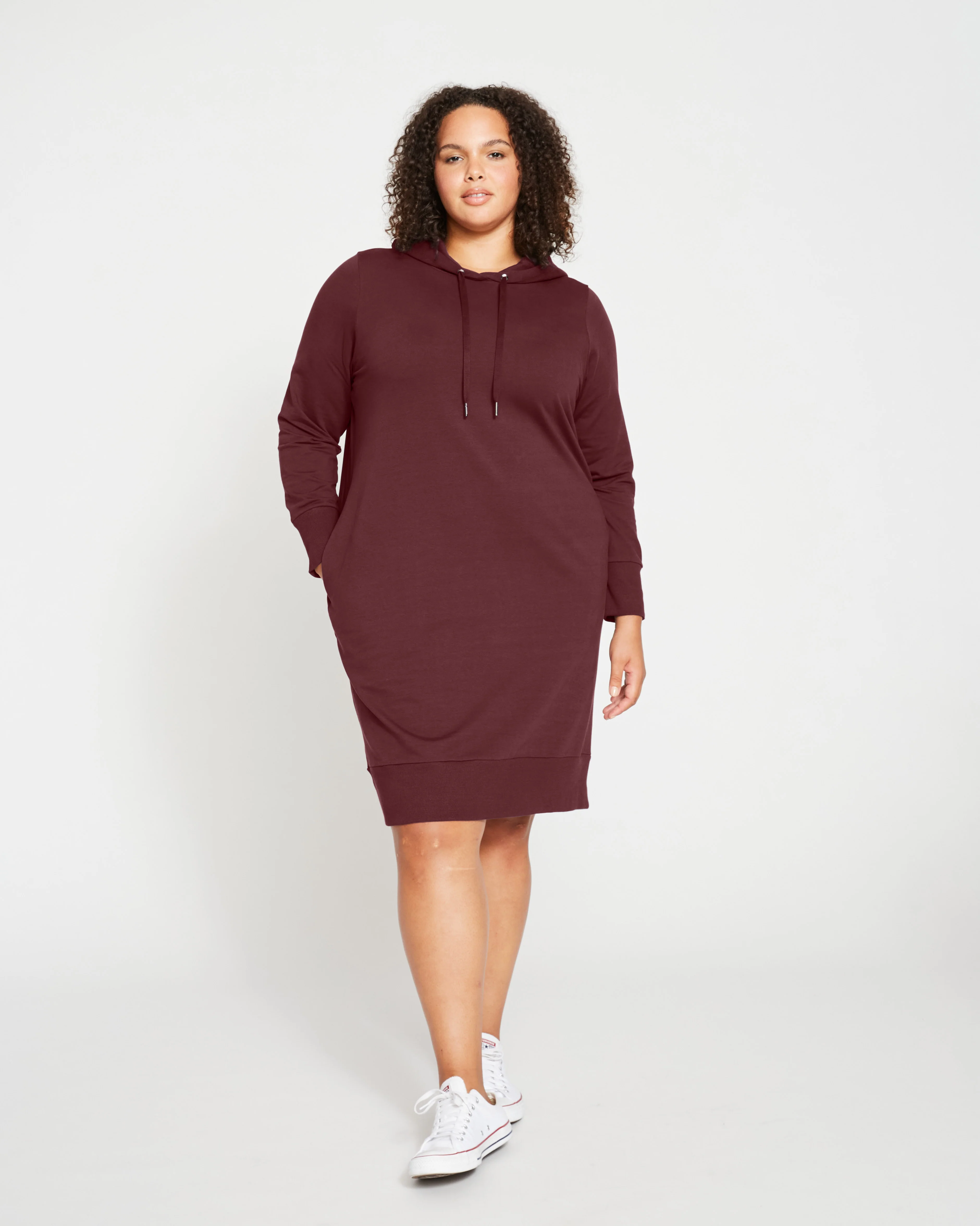 Bree Hooded Sweatshirt Dress - Black Cherry - Image 3