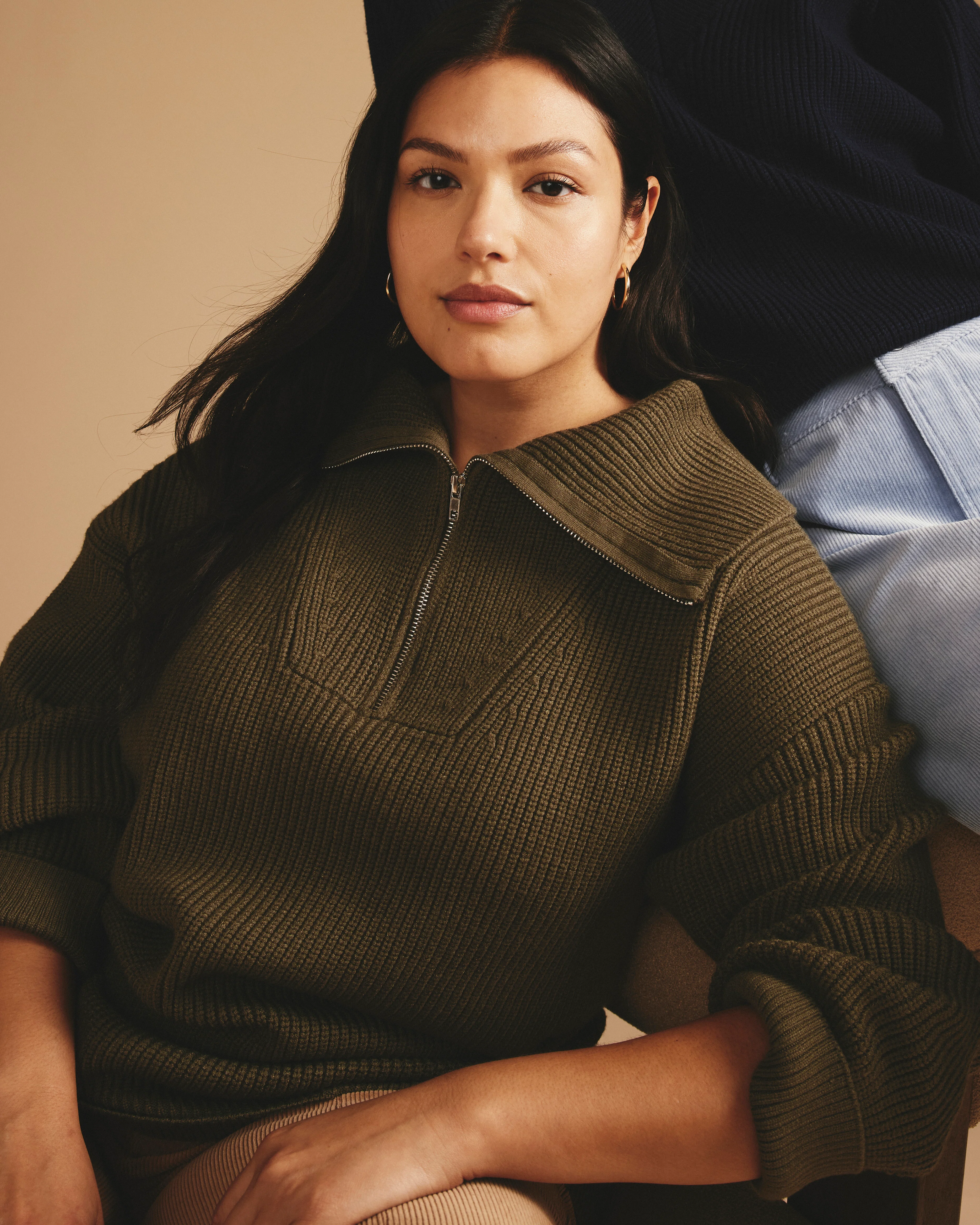 Brenda Zip Sweater - Camo