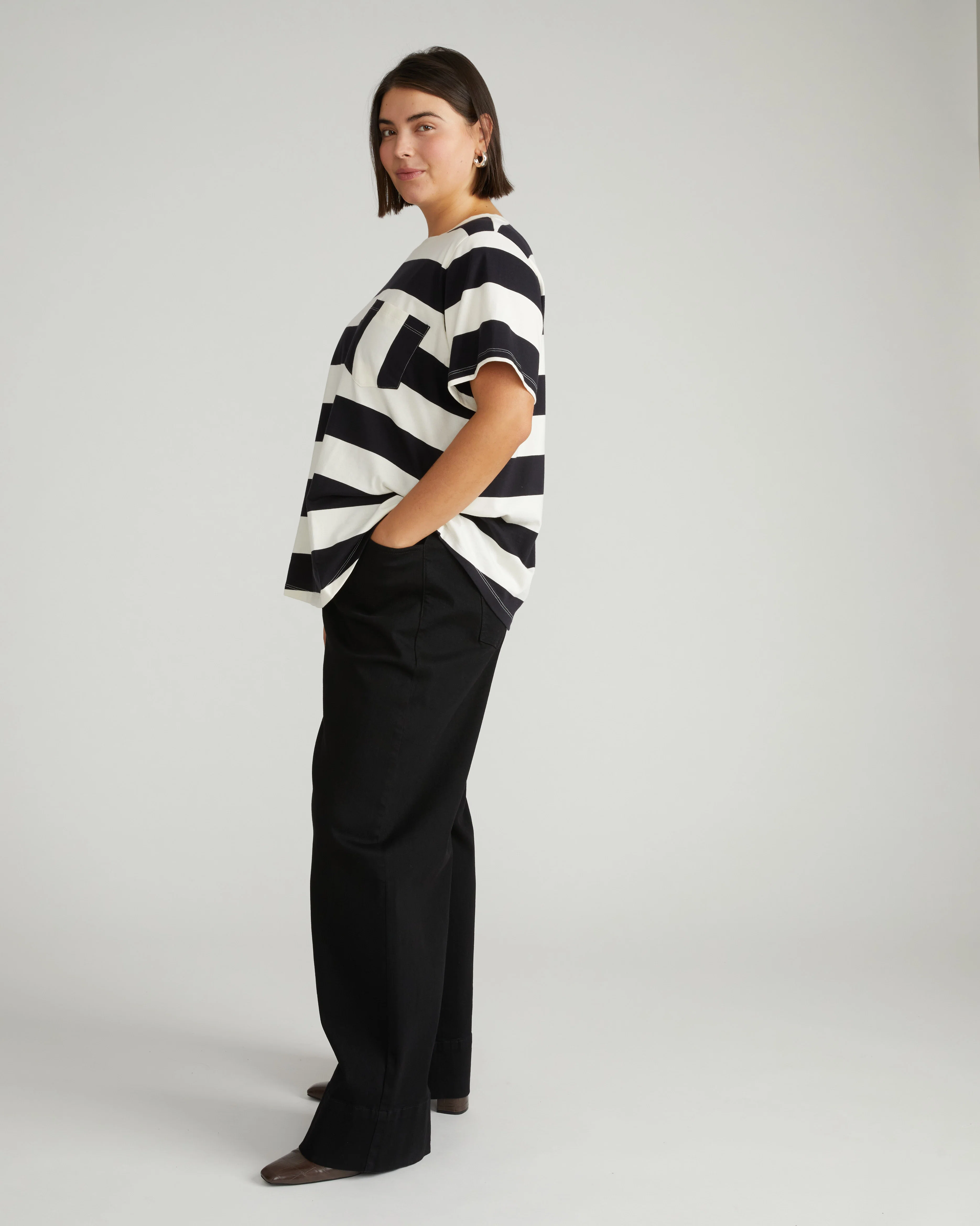 Breton Stripe Garcon Tee - Ecru/Black Rugby Stripe - Image 4