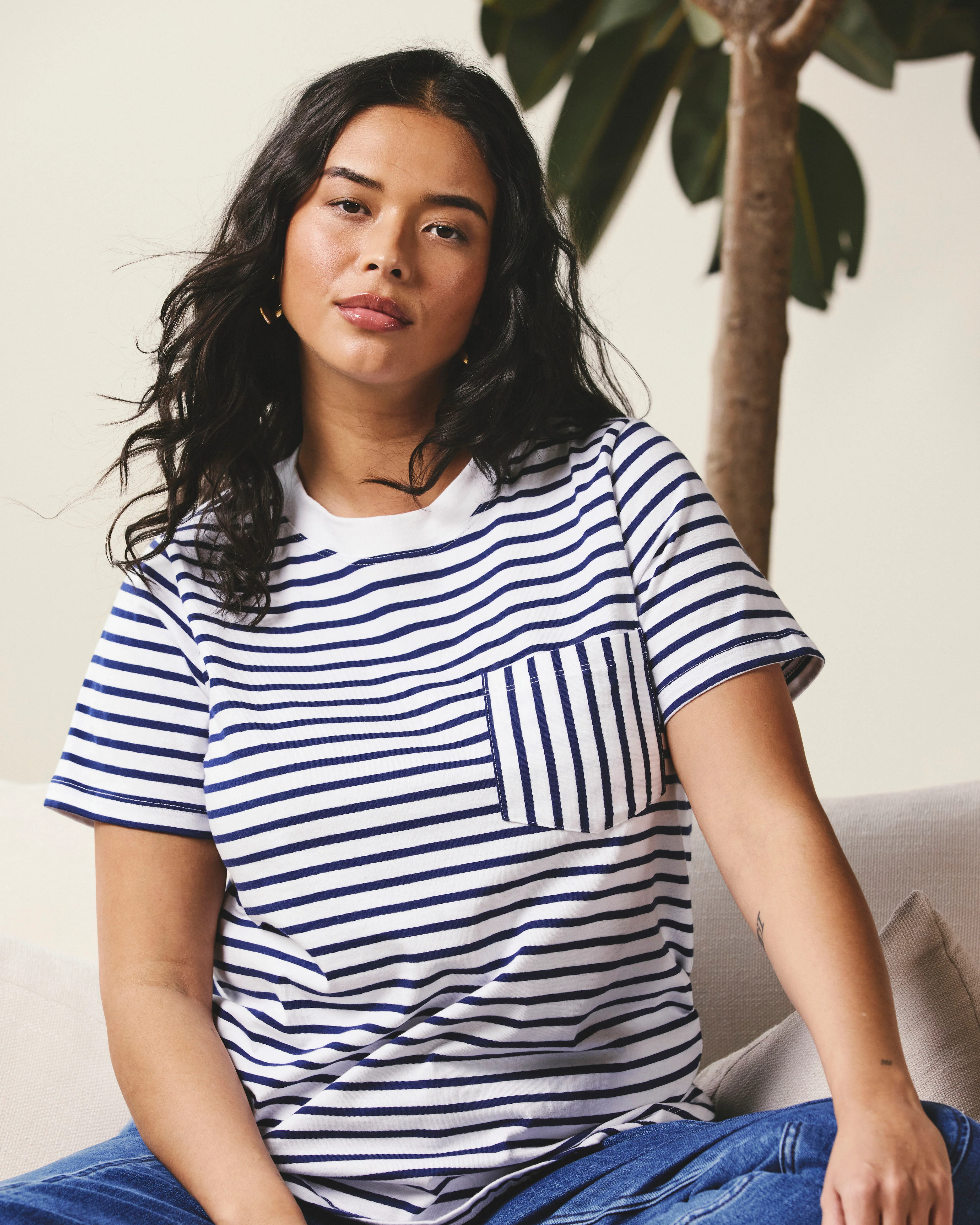Breton Stripe Garcon Tee - White/Cenote Stripe - Image 2