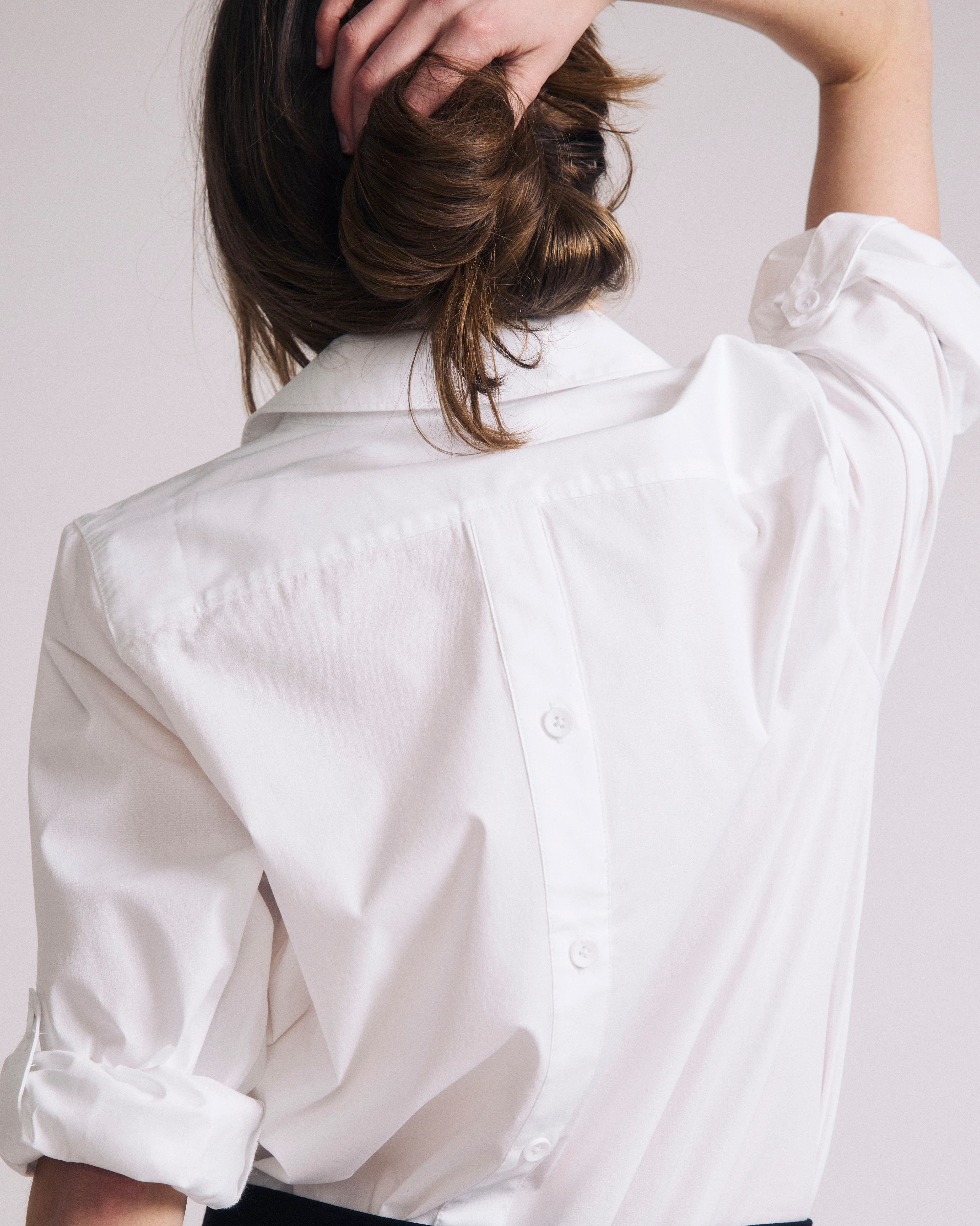 Button Back Poplin Polo Shirt - White - Image 4