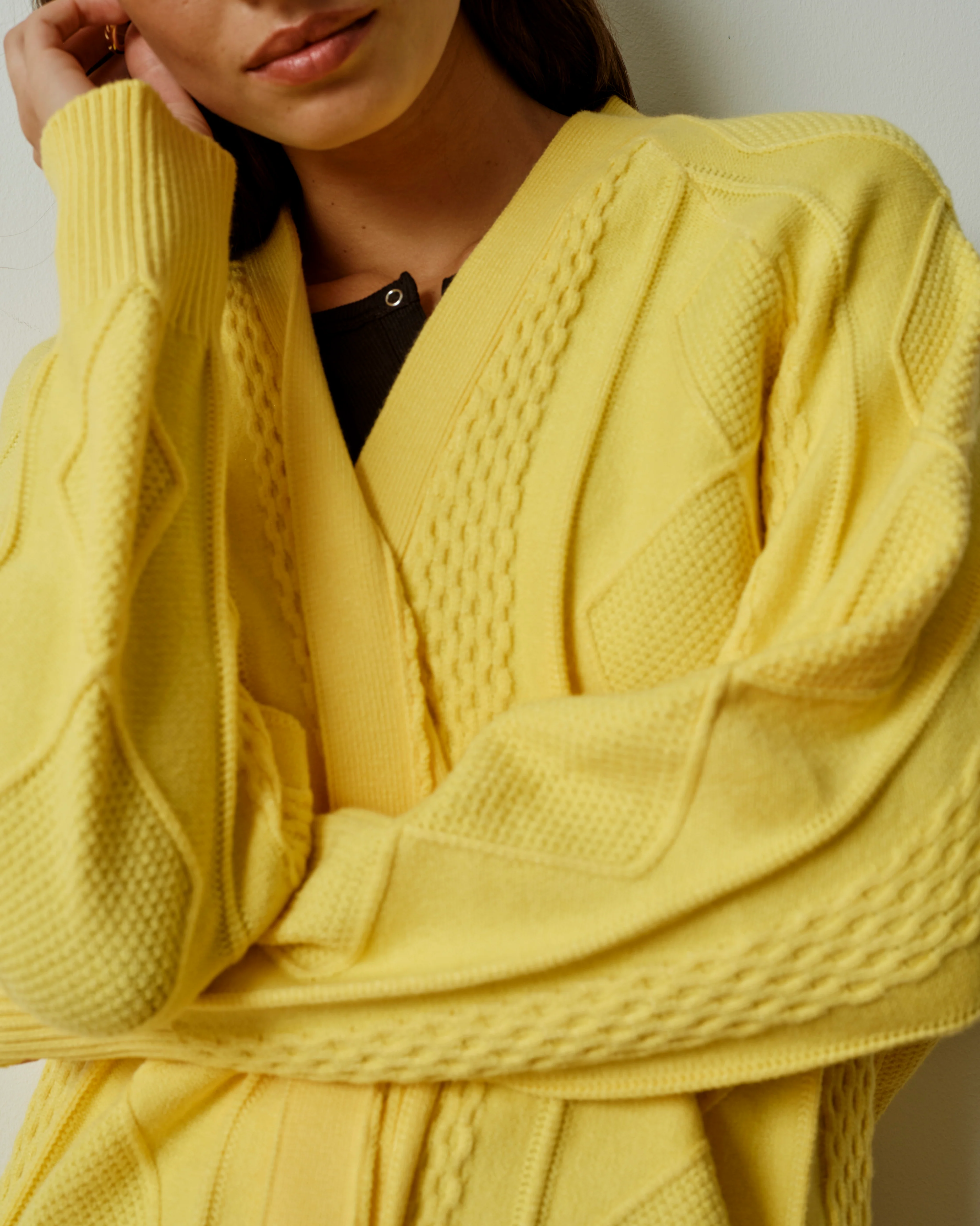 Cable Knit Cardigan - Banana Pudding - Image 2
