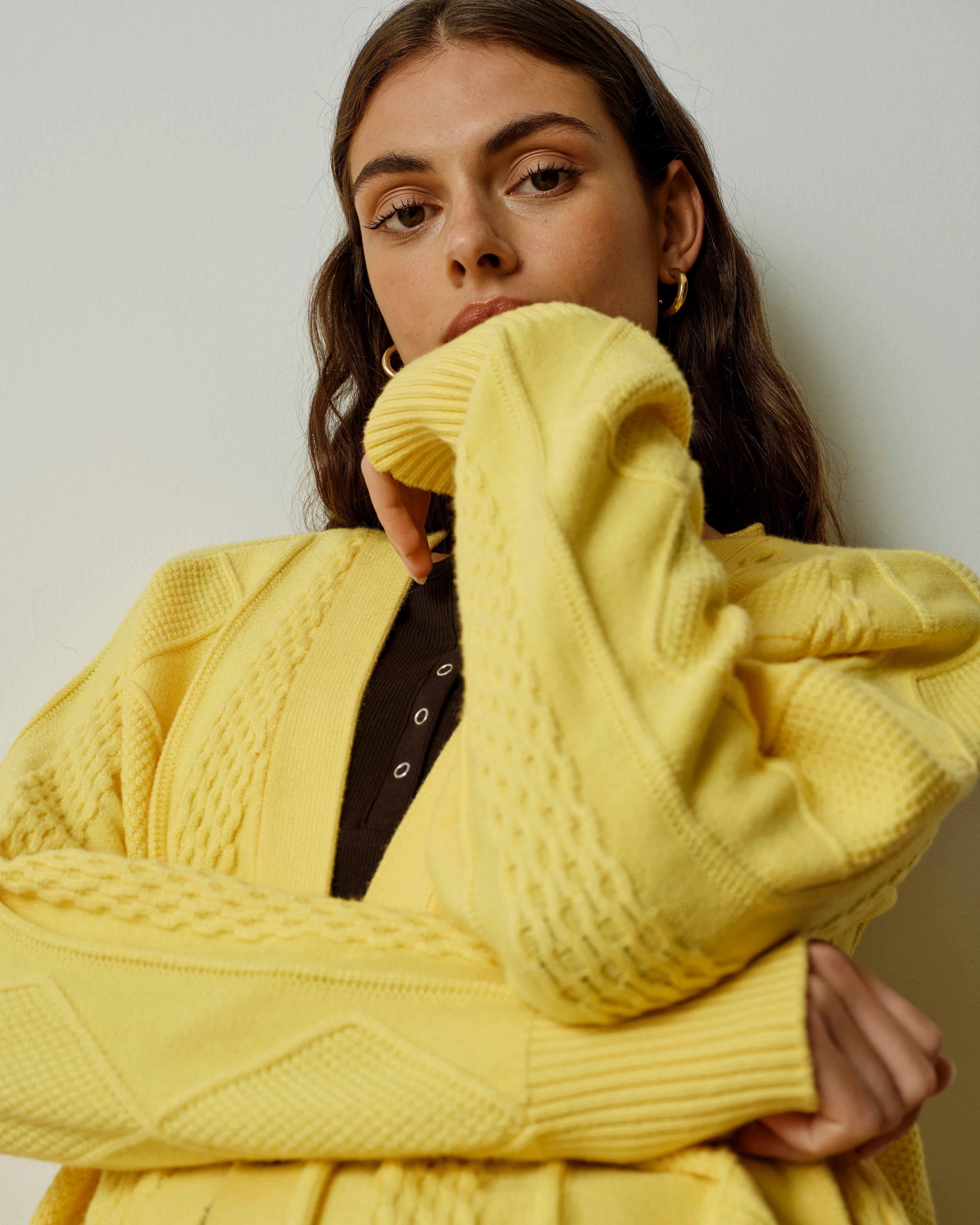 Cable Knit Cardigan - Banana Pudding - Image 3