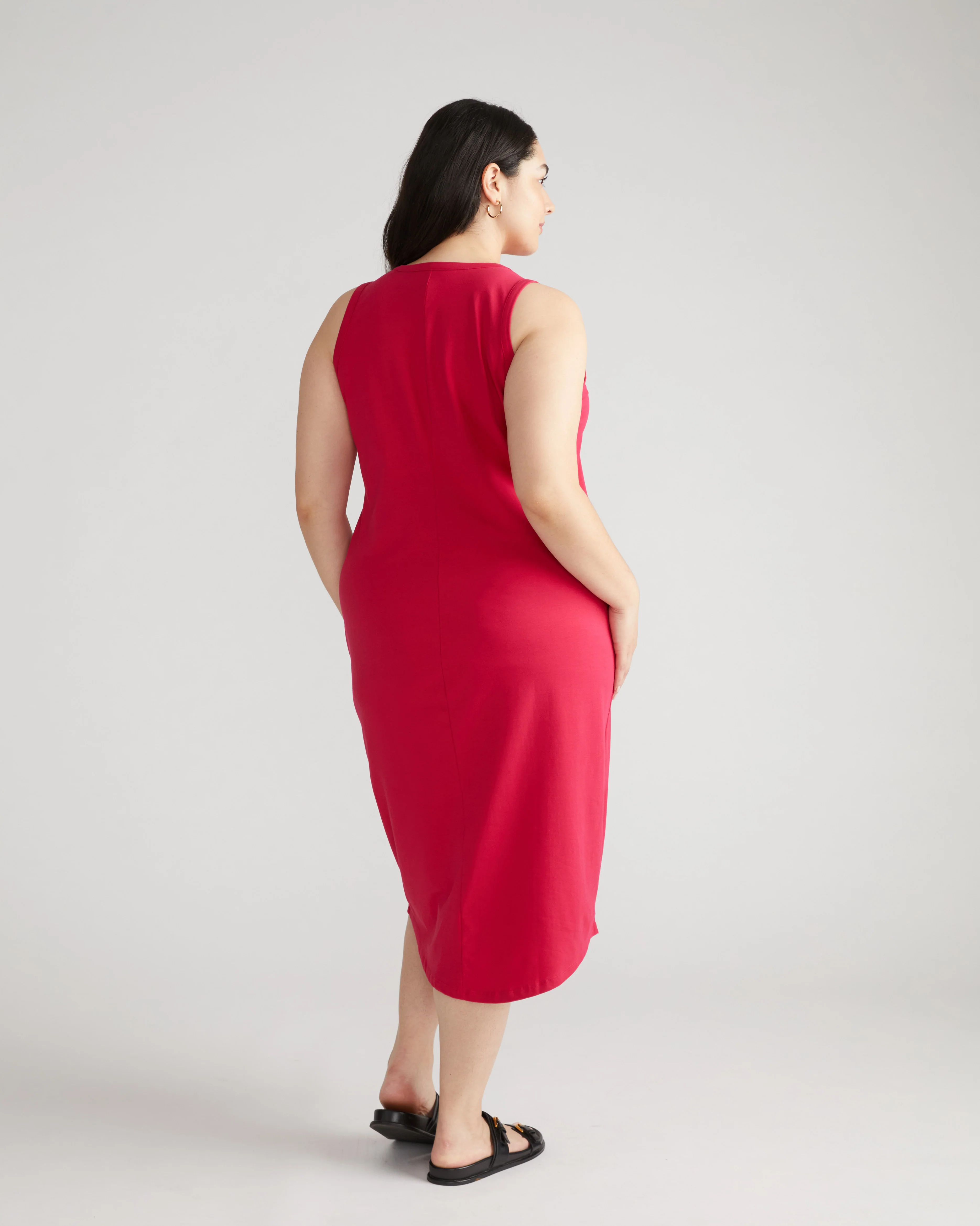 Cai High Neck Tank Dress - Cerise - Image 3