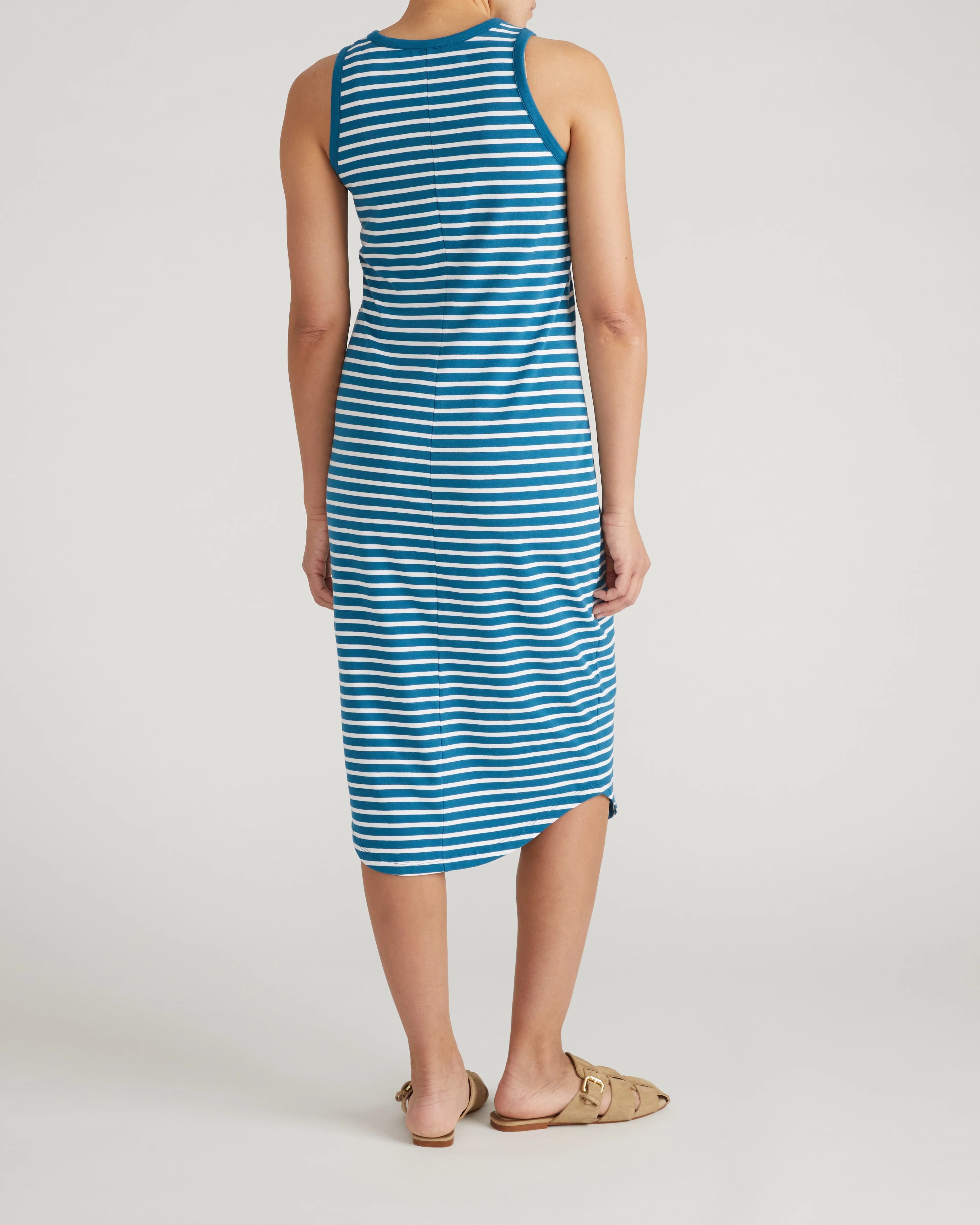 Cai High Neck Tank Dress - Ink Blue/White Stripe - Image 8