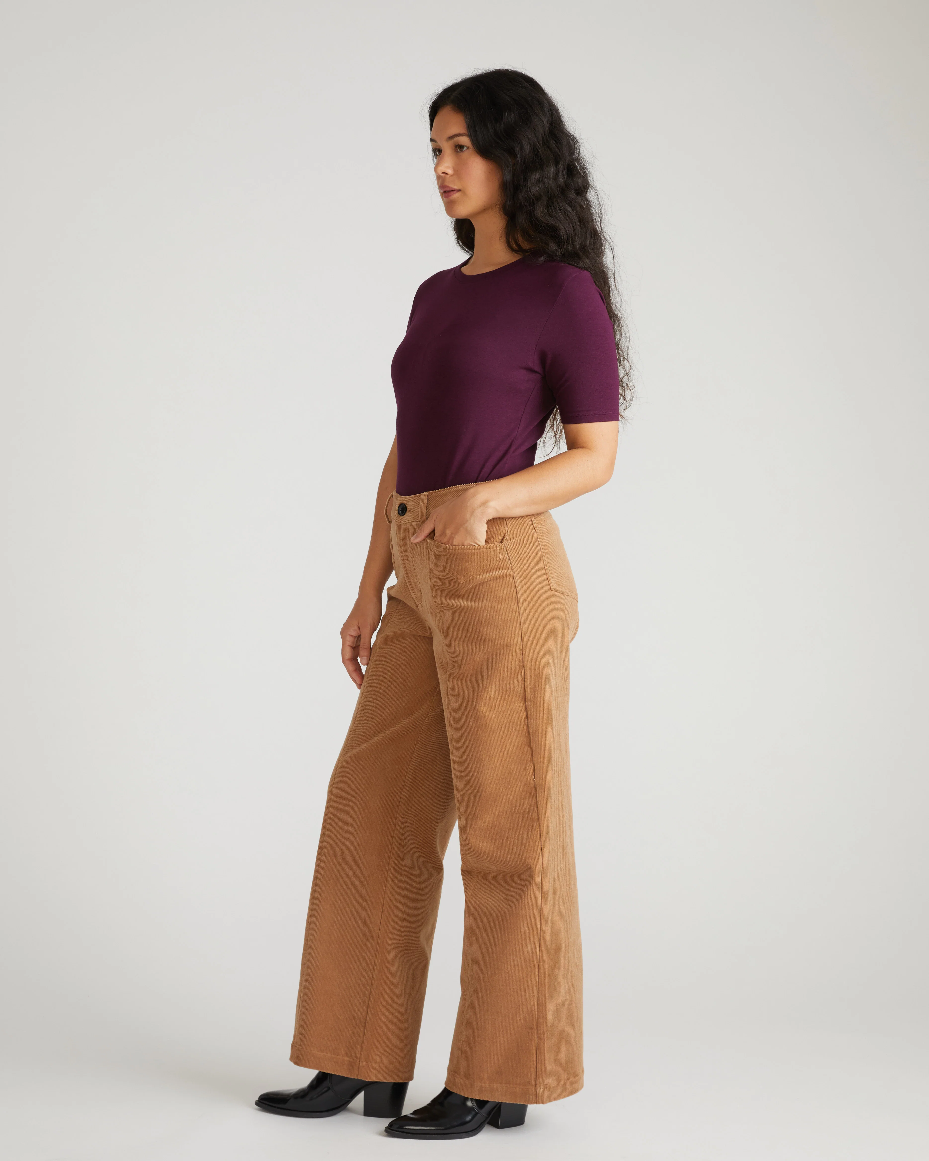 Camila Wide Leg Corduroy Pants - Classic Camel - Image 10
