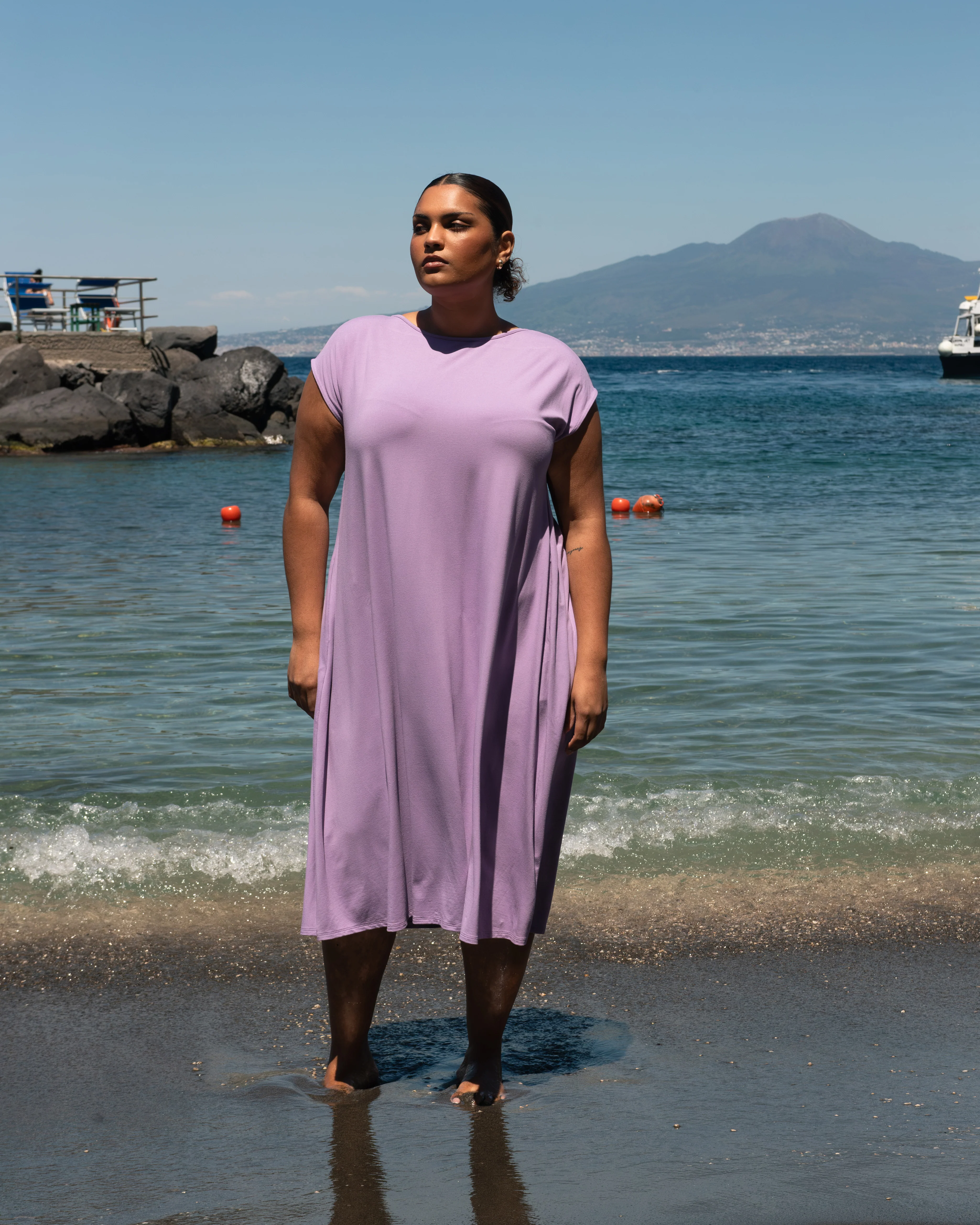 Capri Divine Jersey Flared Dress - Spring Iris - Image 9