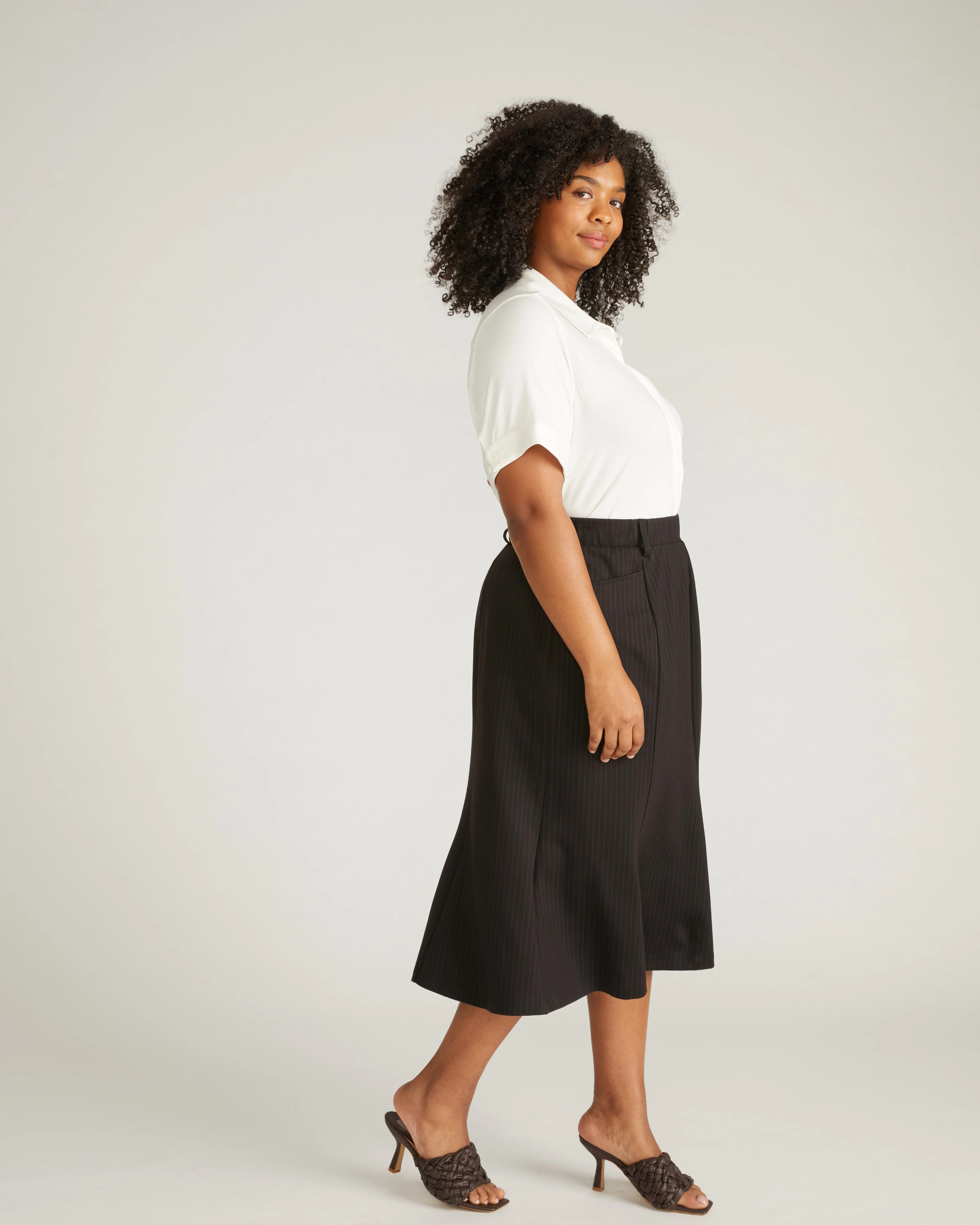 Carla Ponte Skirt - Slate Pinstripe - Image 3