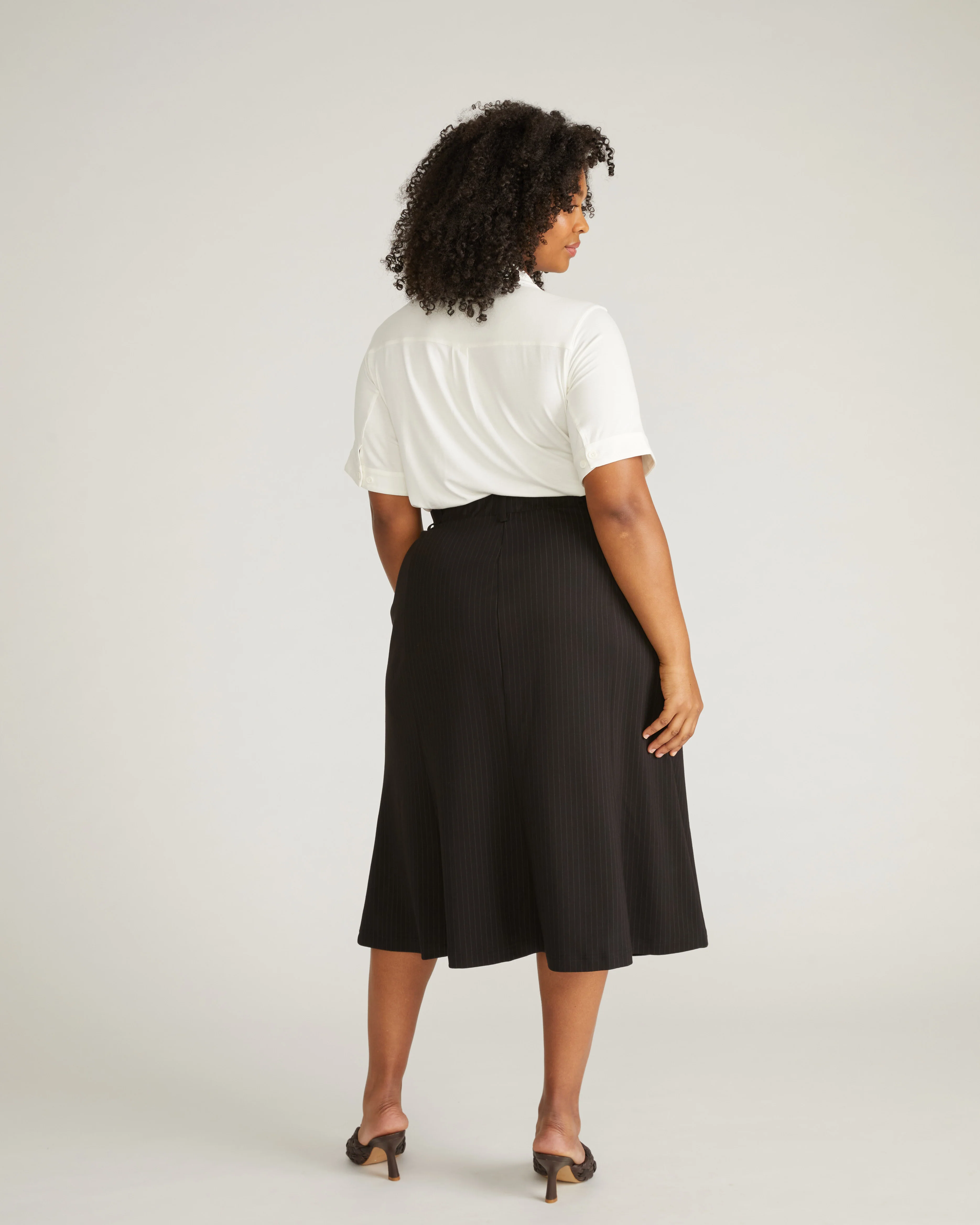 Carla Ponte Skirt - Slate Pinstripe - Image 4