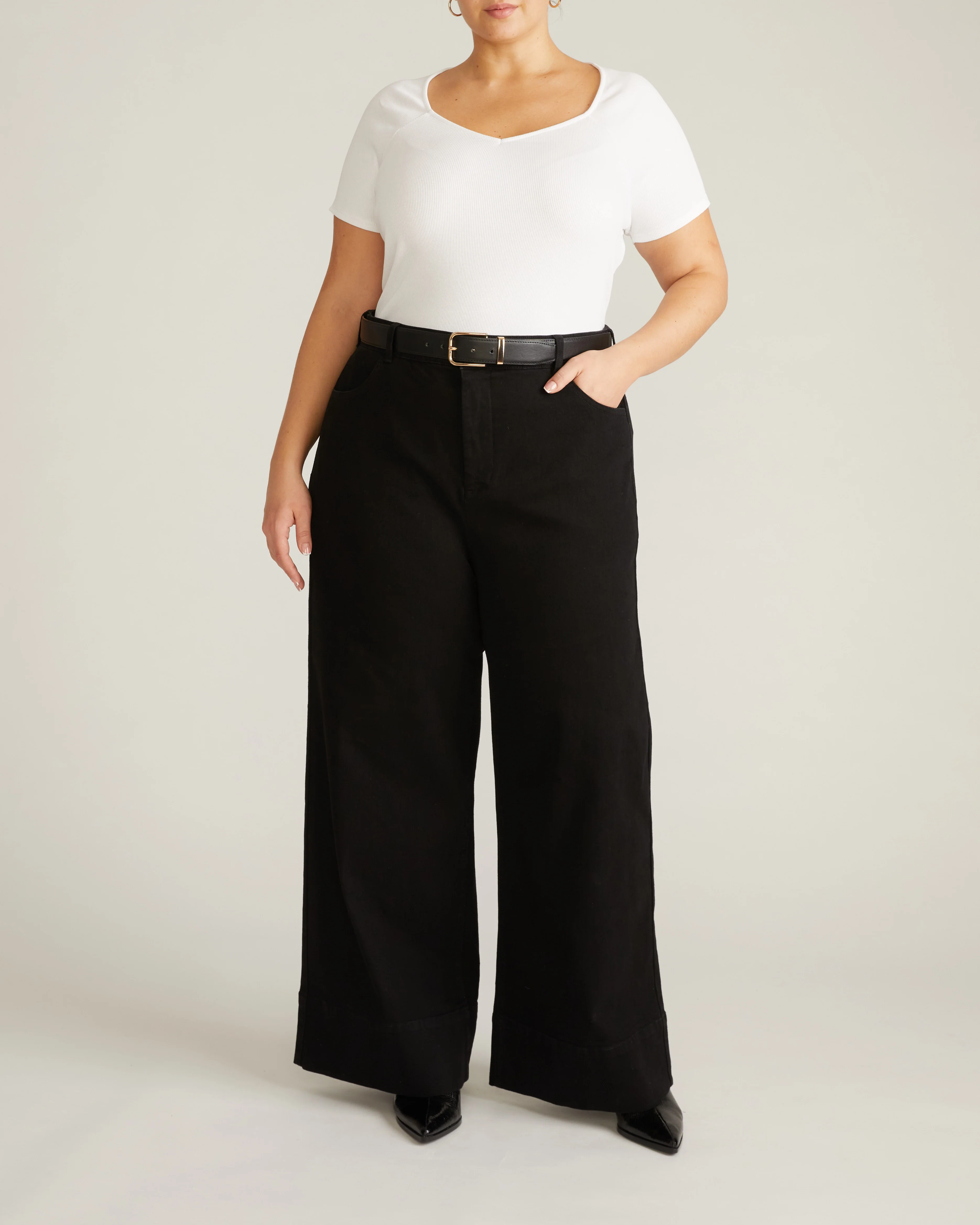 Carrie High Rise Wide Leg Jeans - Jet Black - Image 3