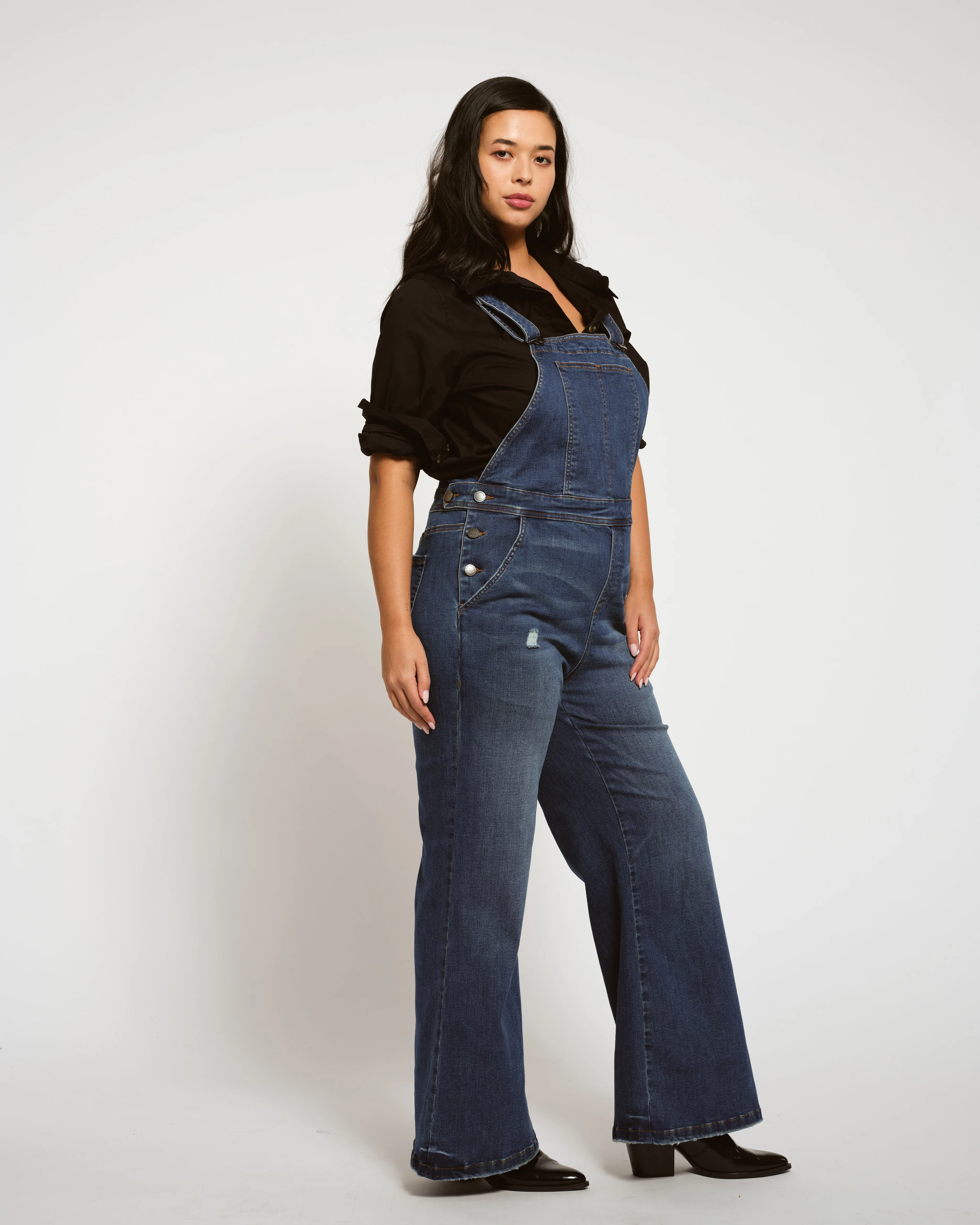Casey Wide Leg Denim Overalls - Princeton Blue - Image 5