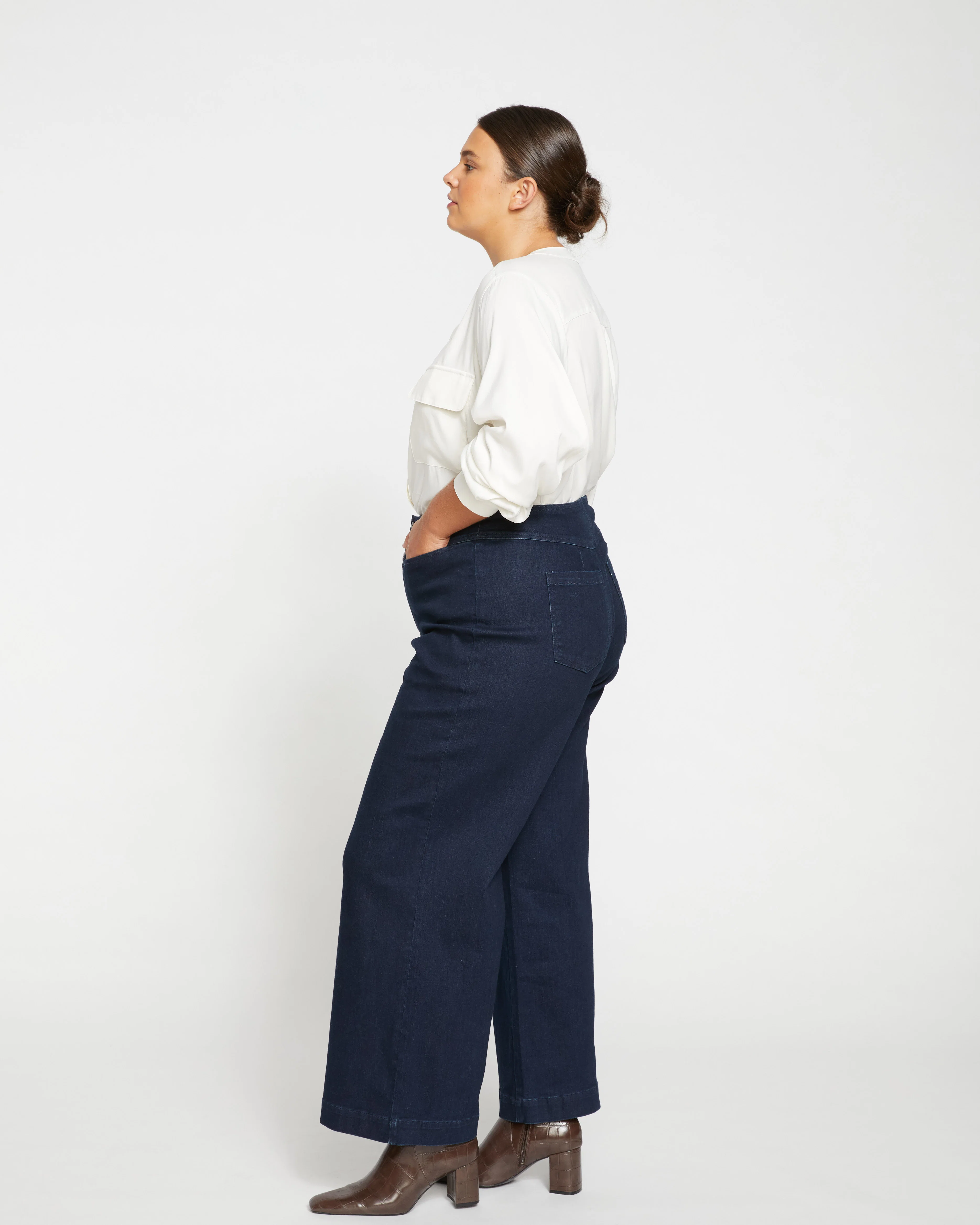 Charlie High Rise Sailor Jeans - Dark Indigo - Image 4
