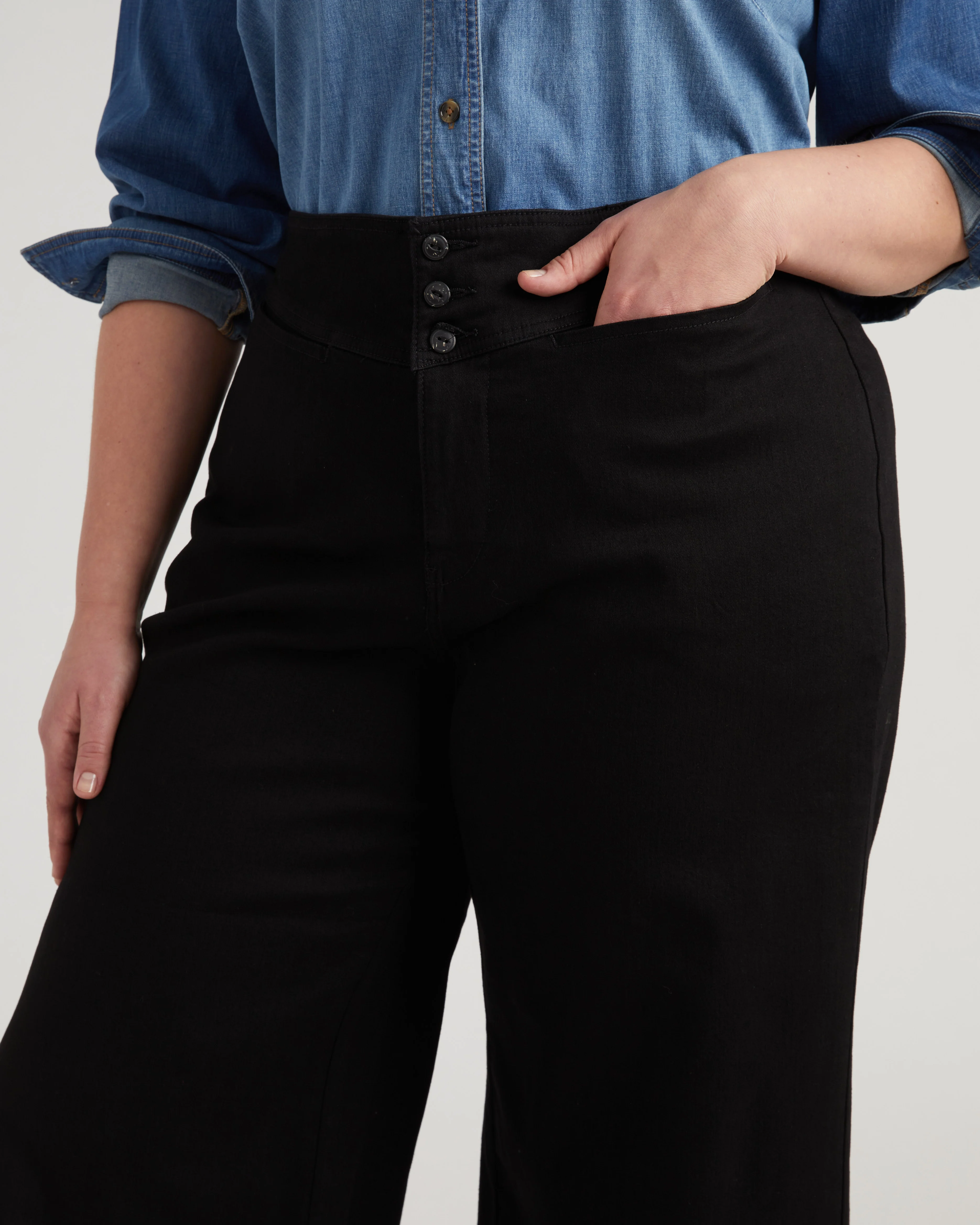 Charlie High Rise Sailor Jeans - Jet Black - Image 2