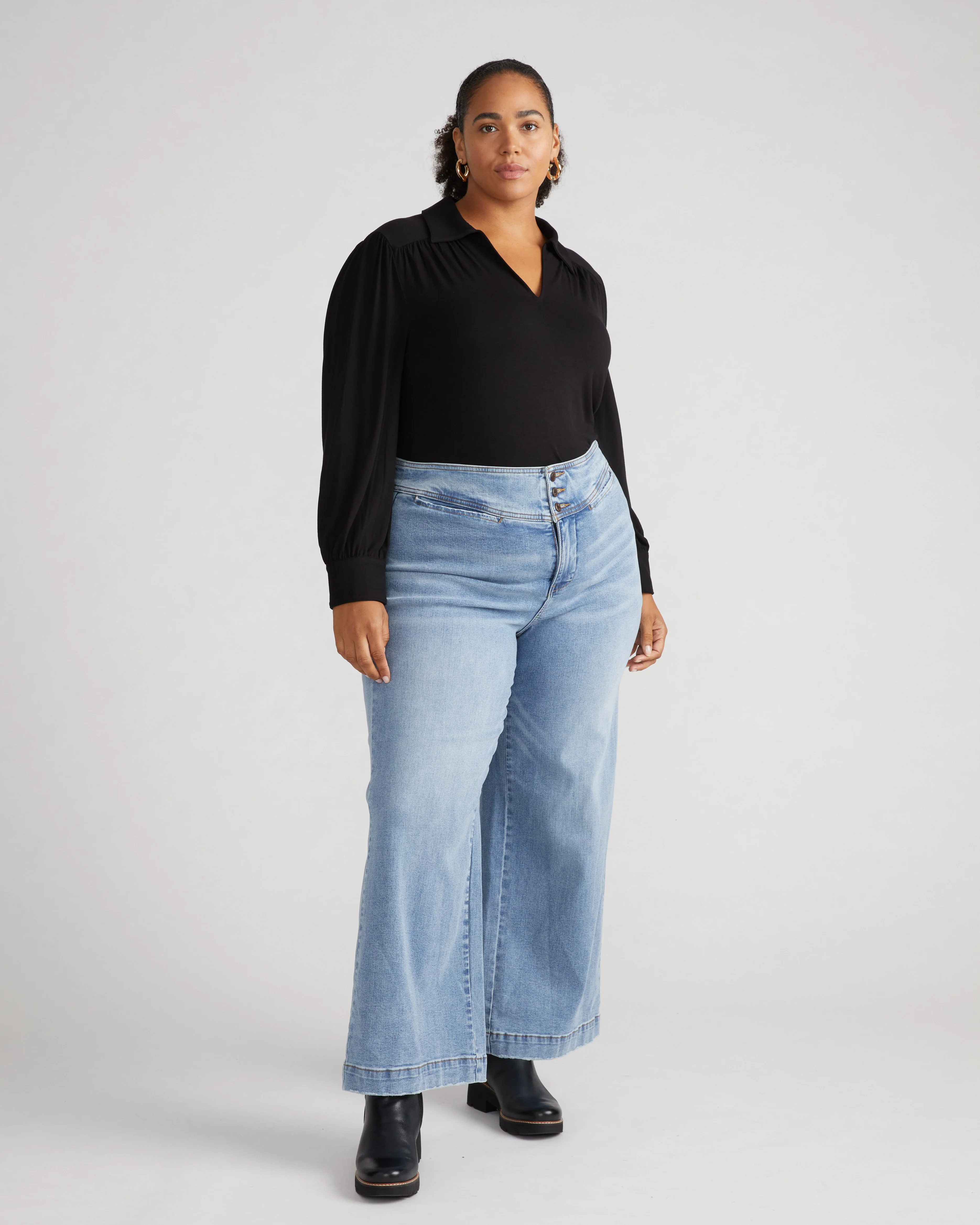 Charlie High Rise Sailor Jeans - Something Blue Wash - Image 3