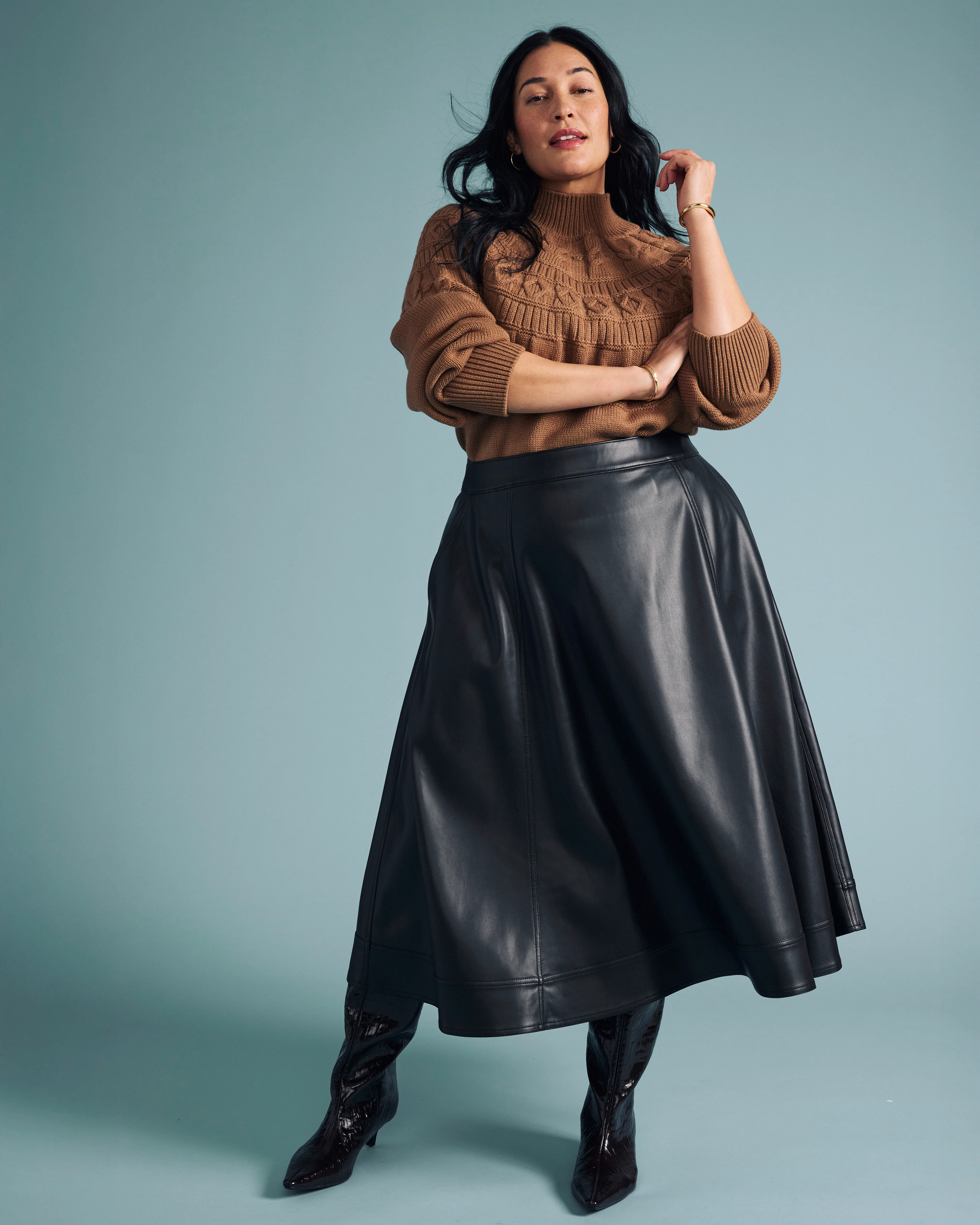 Charlotte Faux Leather Skirt - Black - Image 3