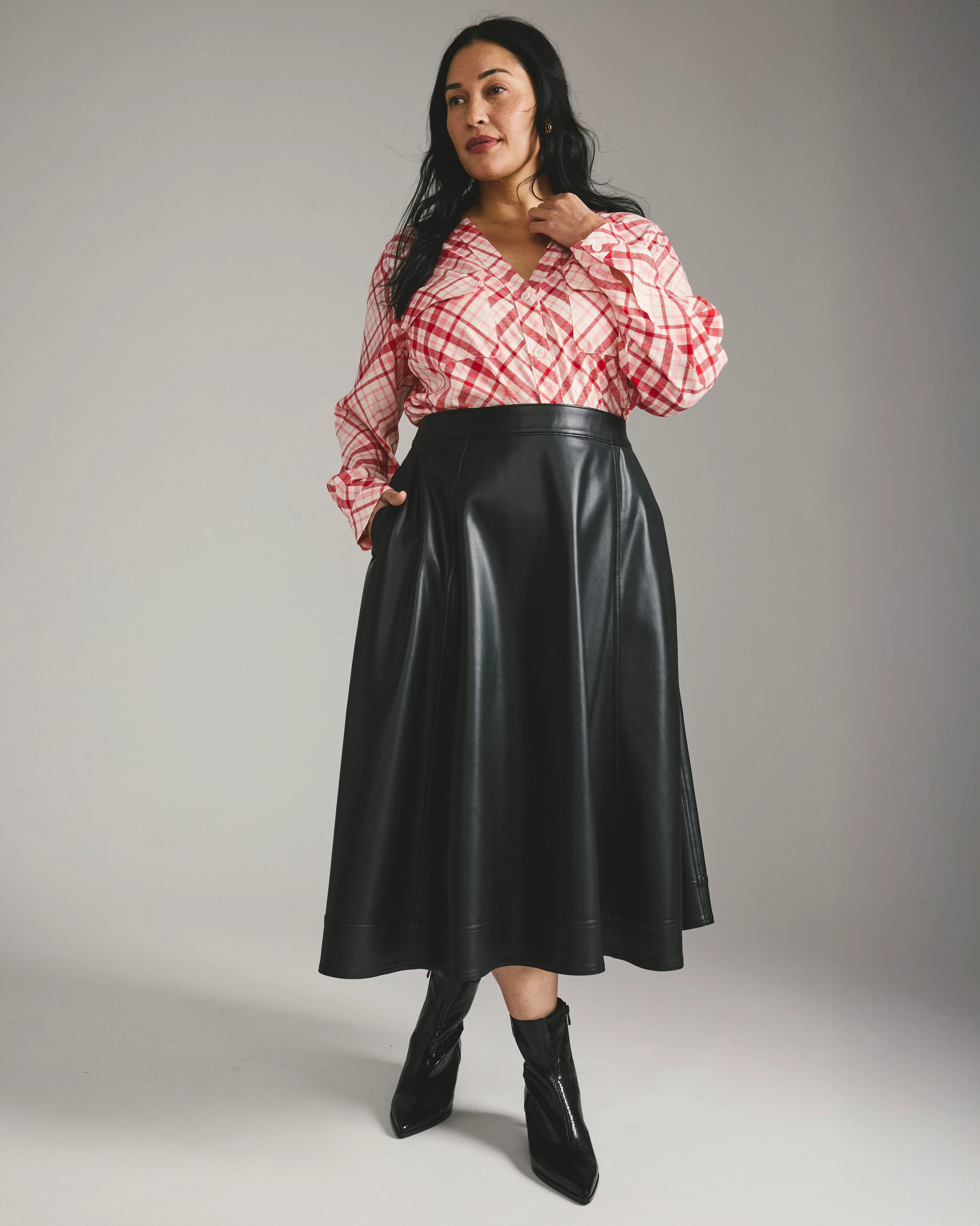 Charlotte Faux Leather Skirt - Black - Image 7