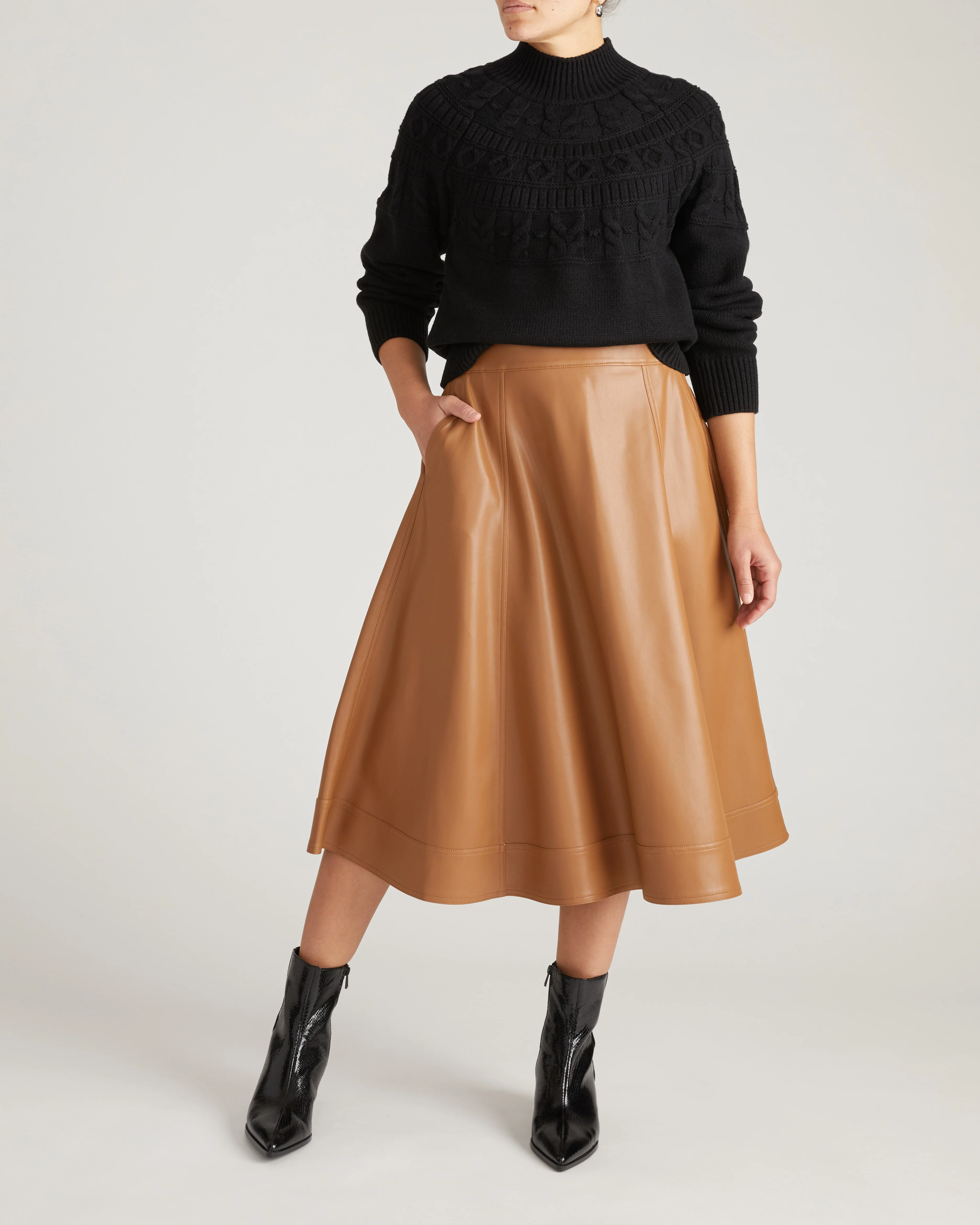 Charlotte Faux Leather Skirt - Classic Camel - Image 9