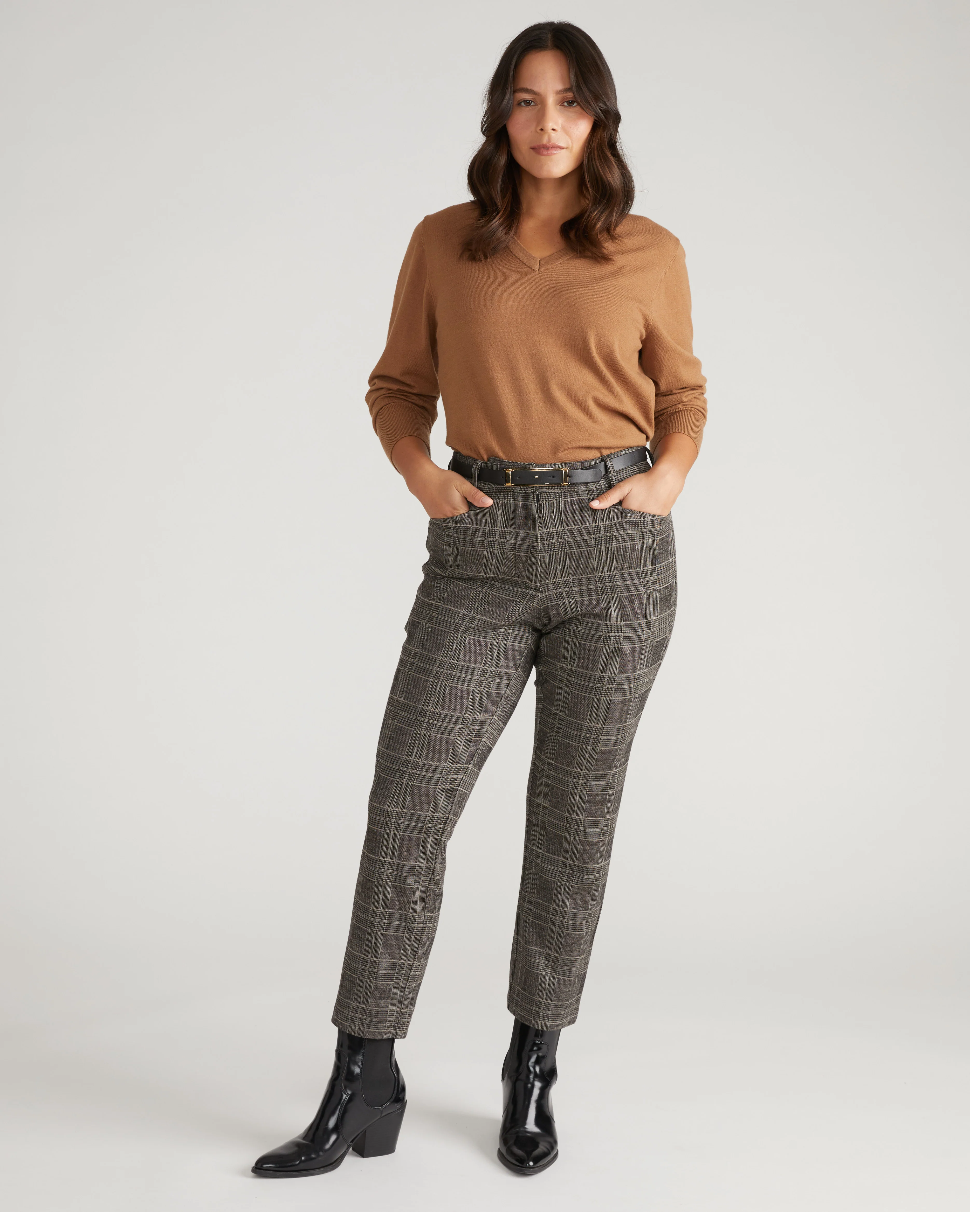 Cigarette Ponte Pants - British Plaid - Image 3